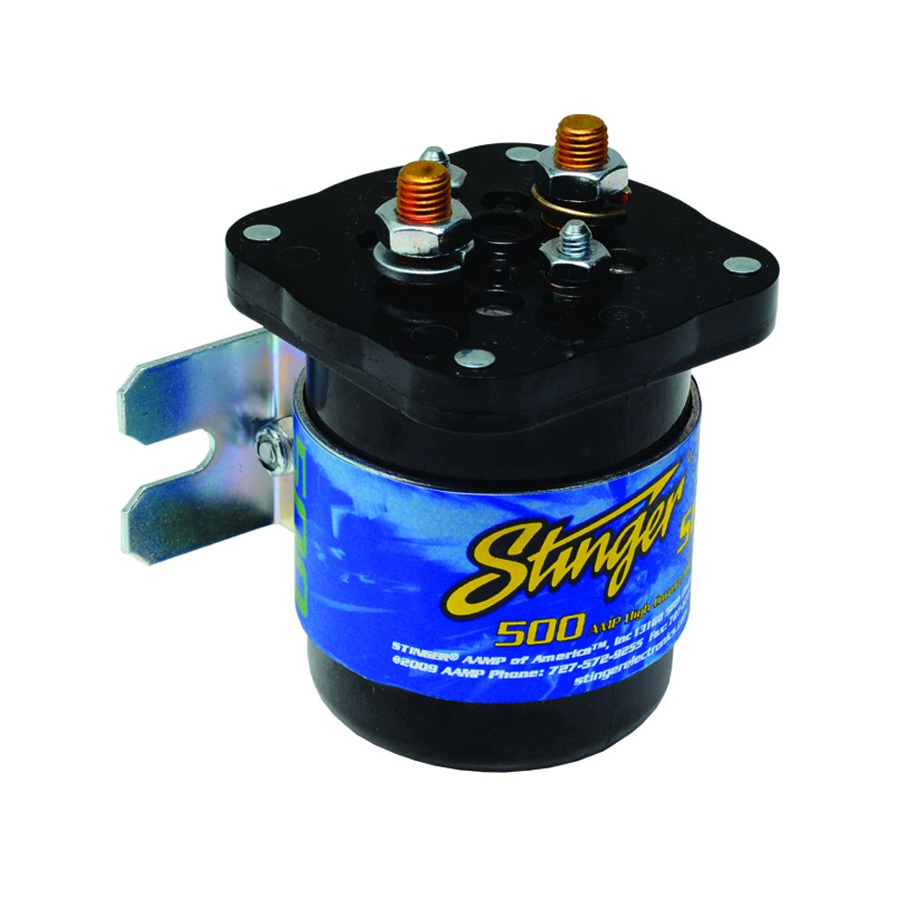 Stinger SGP35 relay isolates a secondary battery for marine and powersports use.
