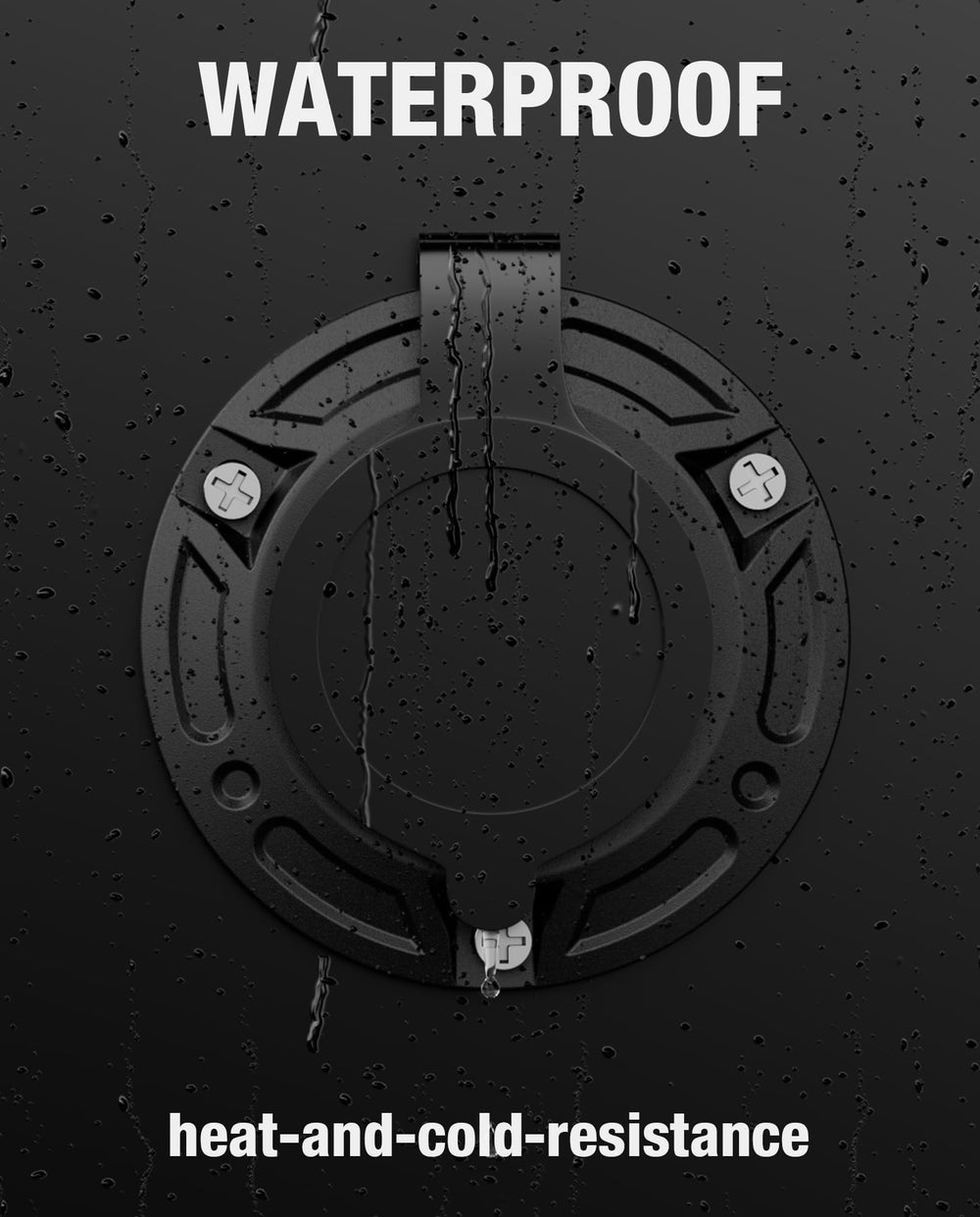 STIO weatherproof inlet with rubber cover protects power connections outdoors.