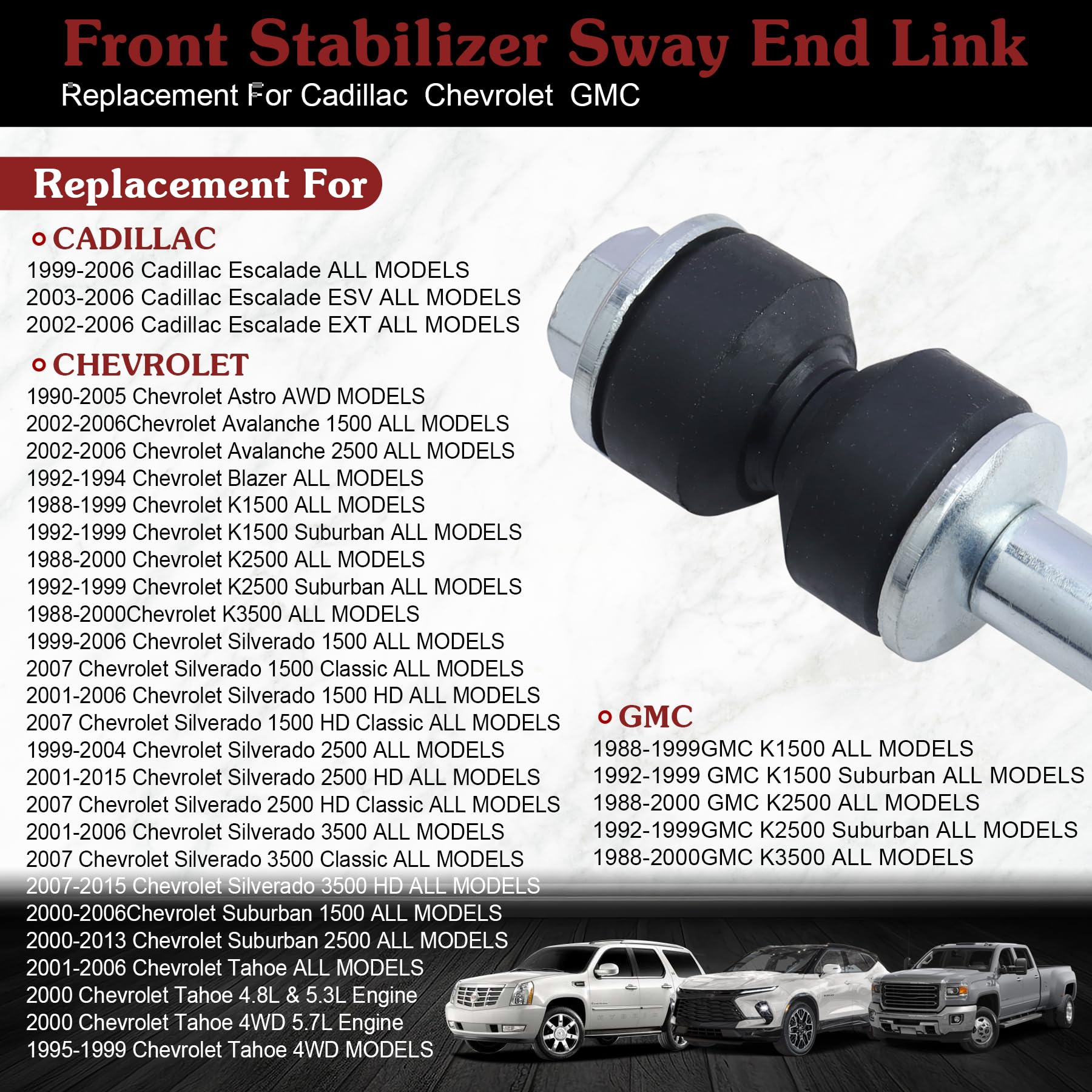 Stiueoav K80631 sway bar end-link assembly enhances ride control and stability.