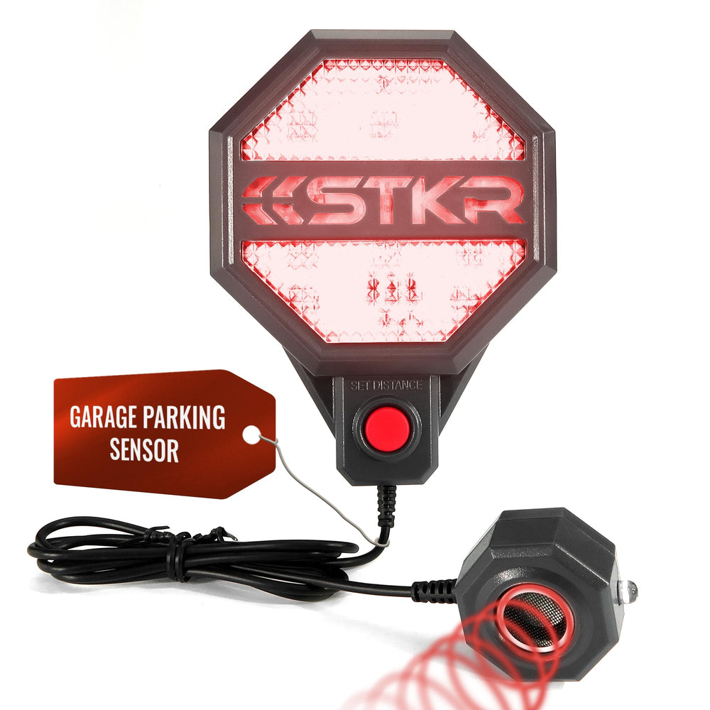 STKR Concepts garage parking sensor front mount shows precise distance with clear LED feedback.