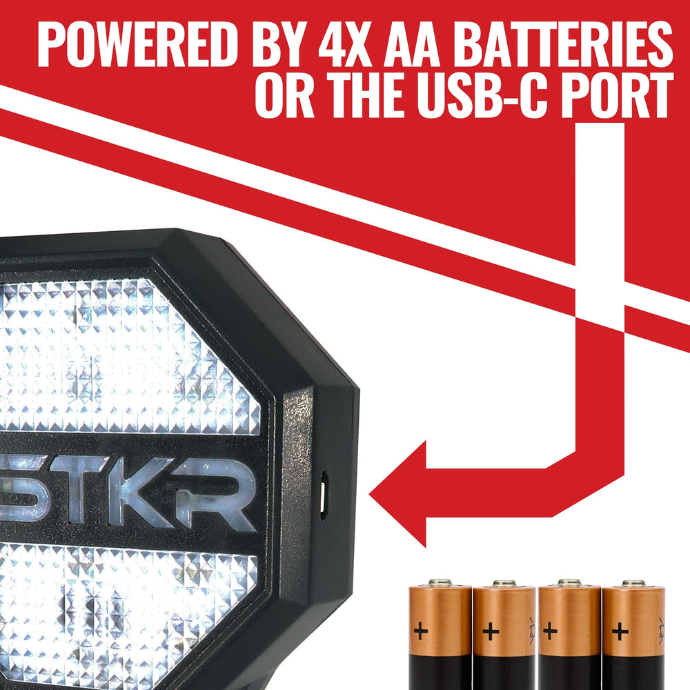STKR Concepts simple wall-mount provides driver-visible parking guidance.