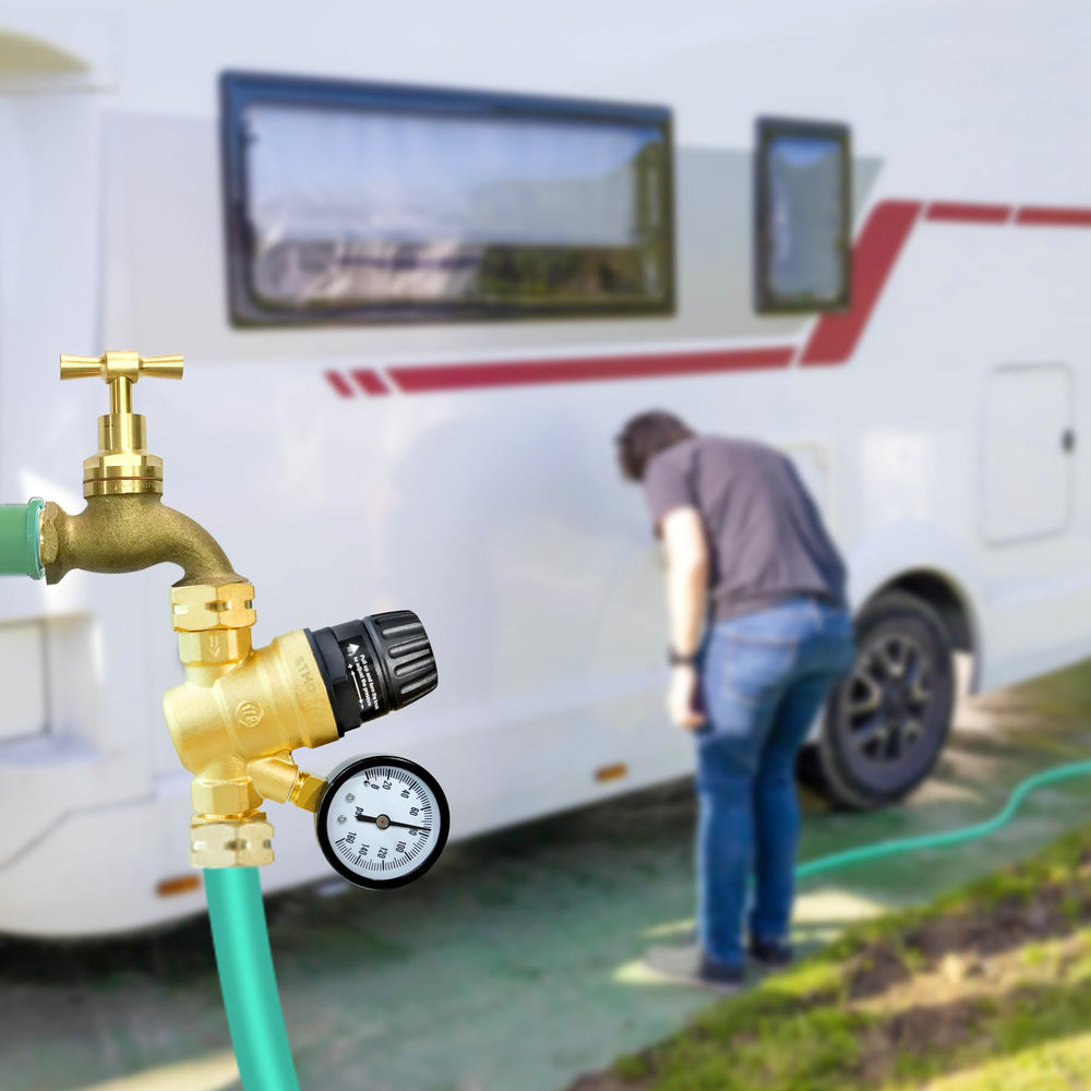 STMOUTUO lead-free brass construction highlighted for durable, safe regulator.