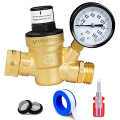 STMOUTUO RV pressure regulator front view for steady water pressure