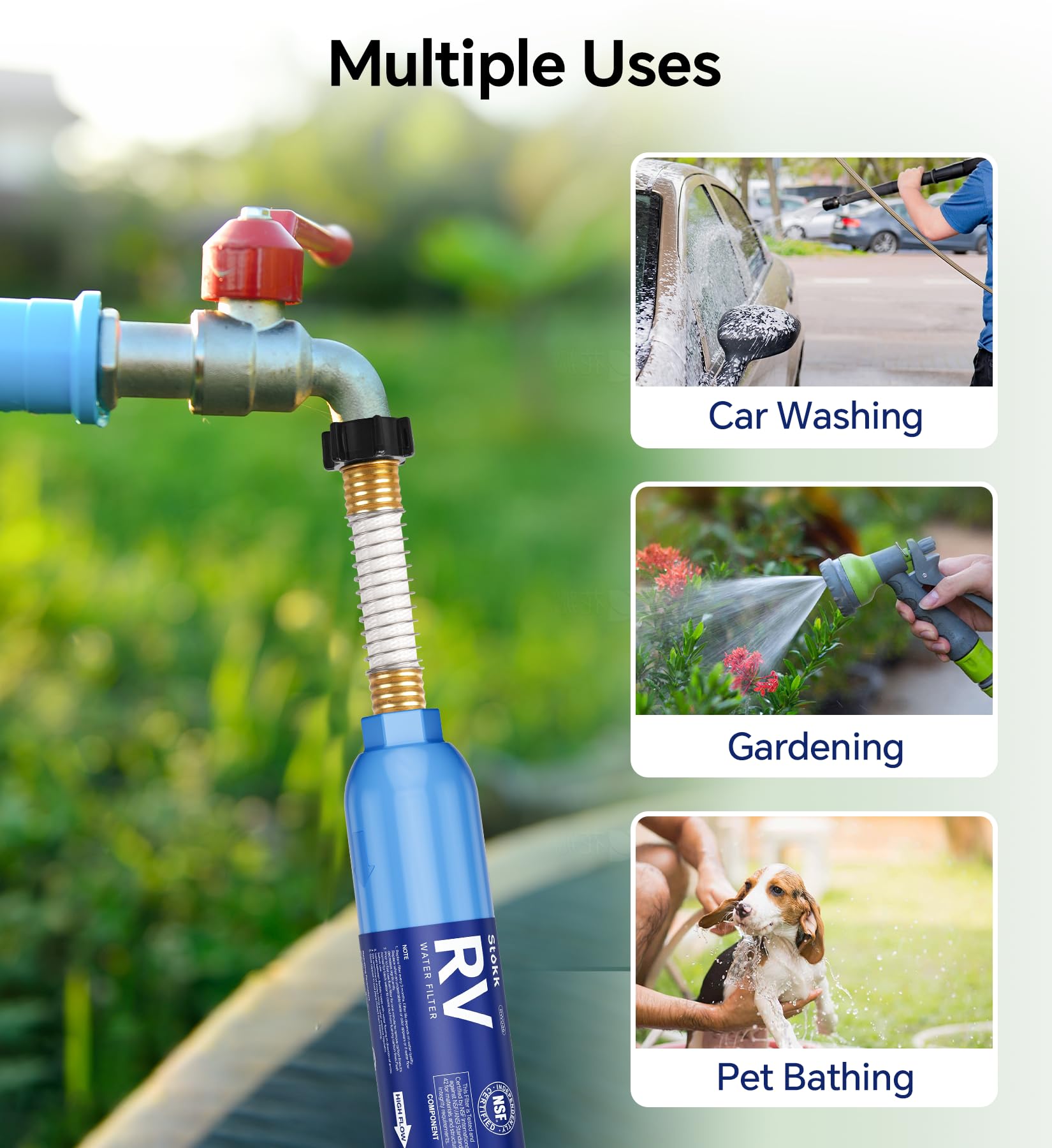 10-micron sediment filter reduces sediment and impurities from water.