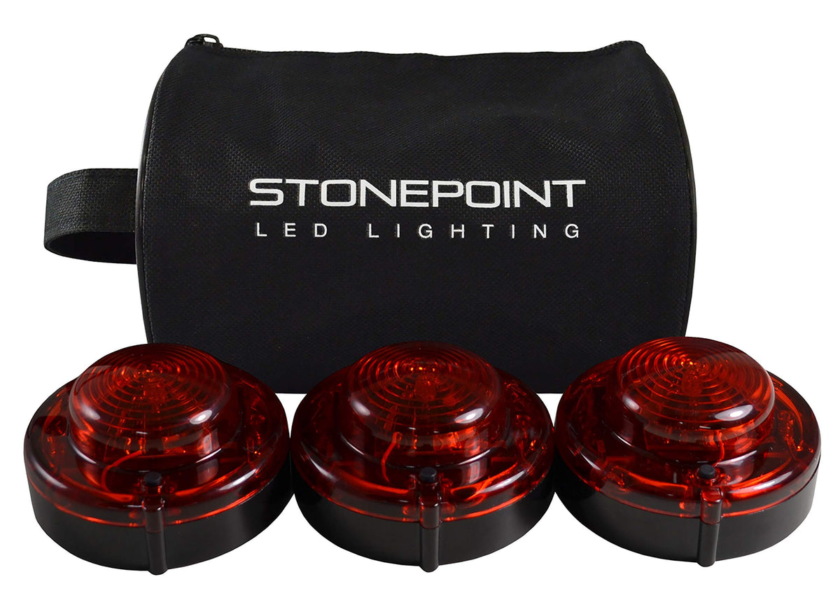 StonePoint LED emergency beacon with magnetic base for roadside safety.