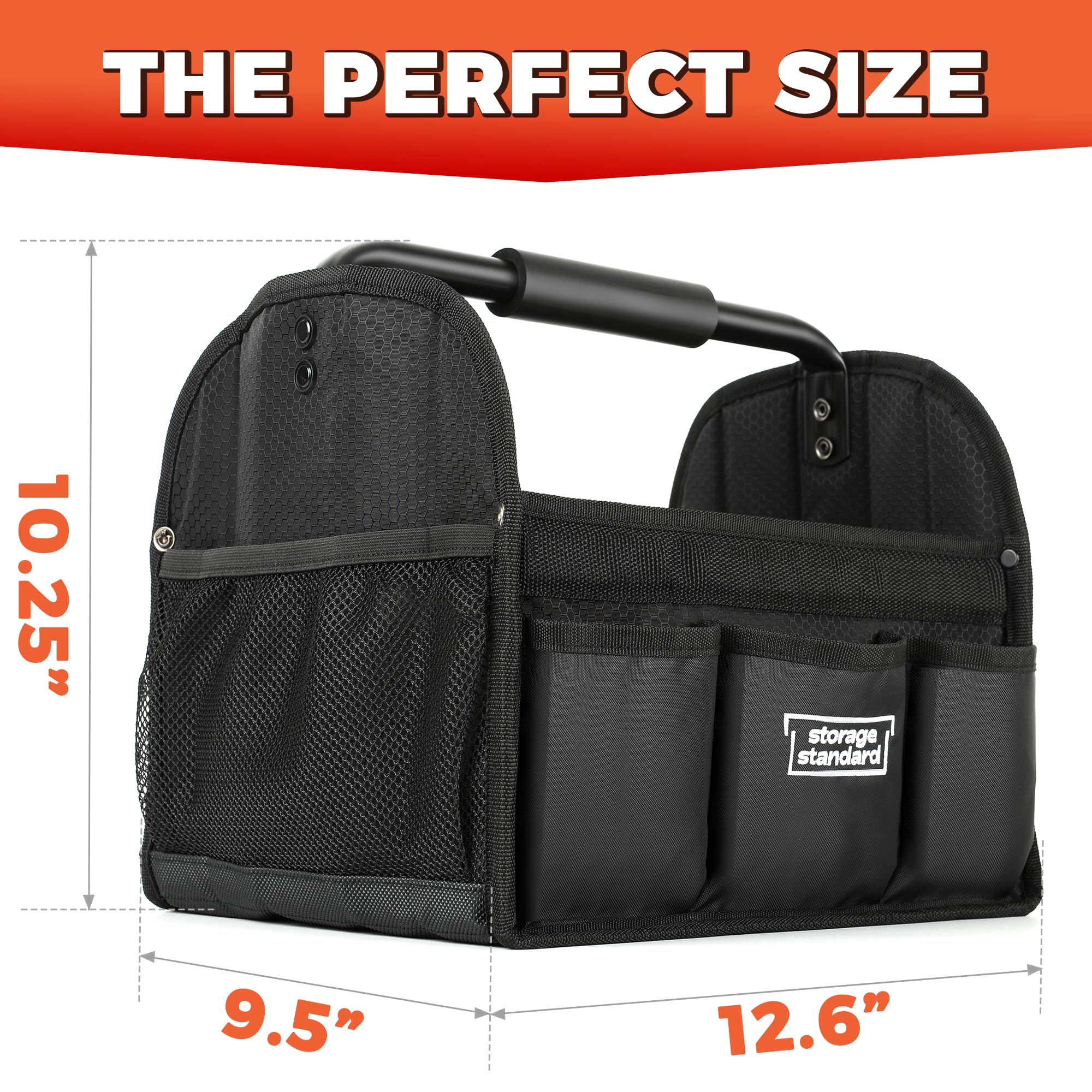 Storage Standard detailing caddy 600D fabric construction for durable daily use.