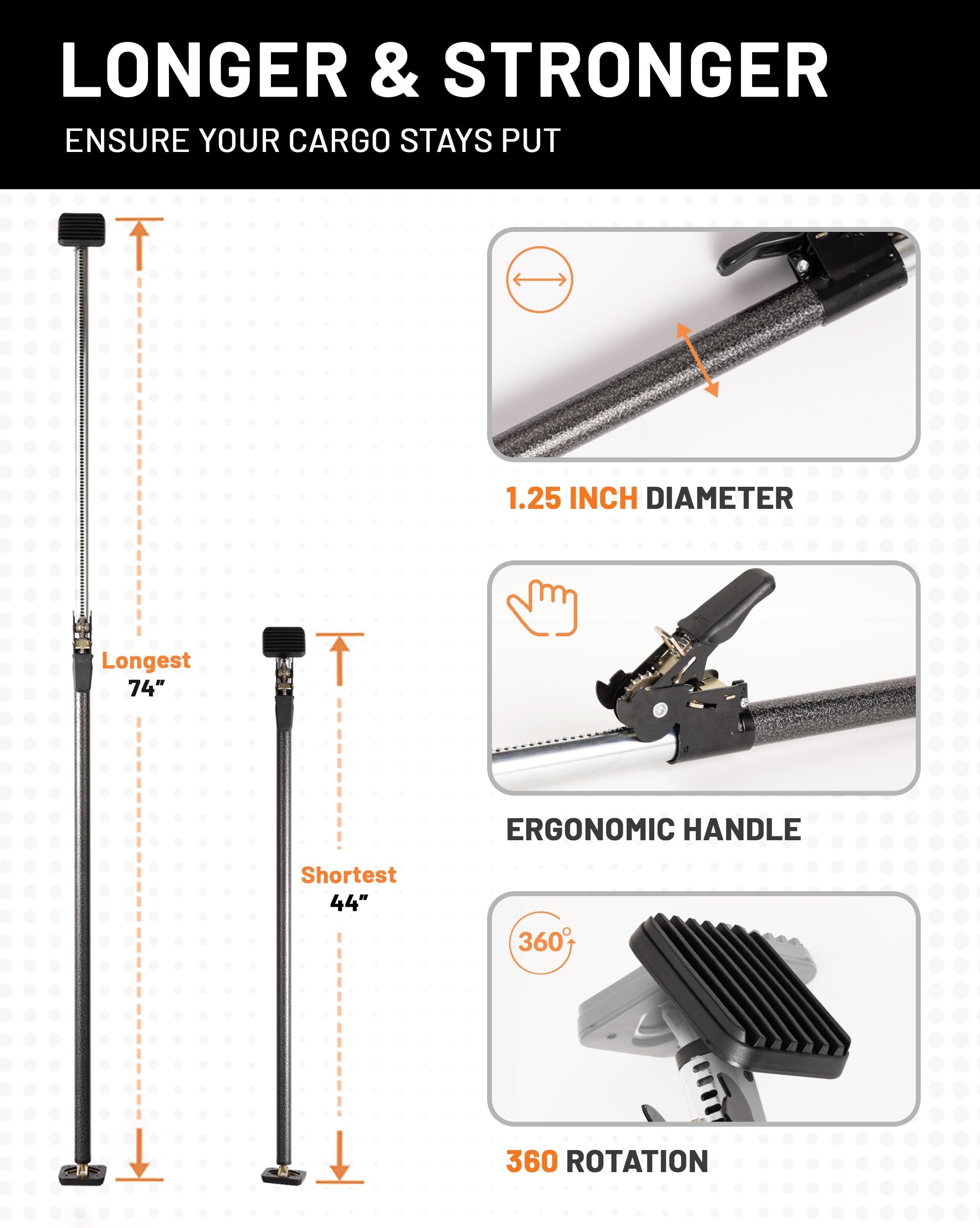 Strapinno easy-setup cargo bar speeds securing cargo on trips.