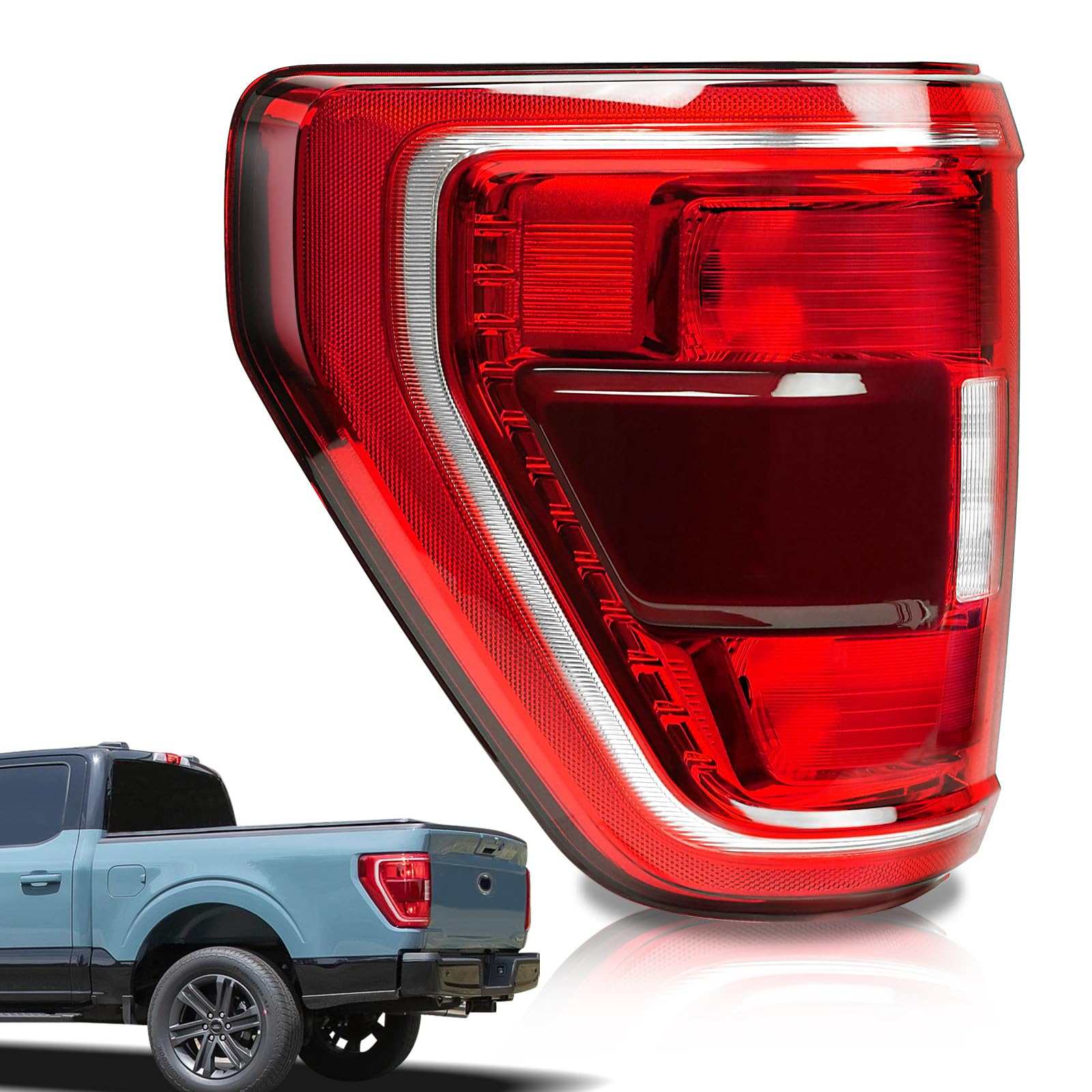 STRAUTOS Ford F-150 left tail light halogen with blind spot compatibility.