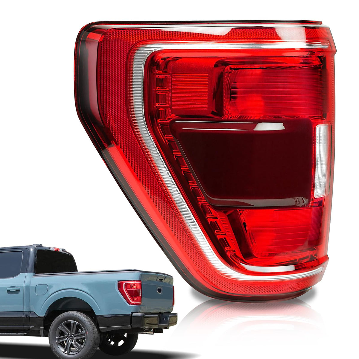 STRAUTOS Ford F-150 left tail light halogen with blind spot compatibility.