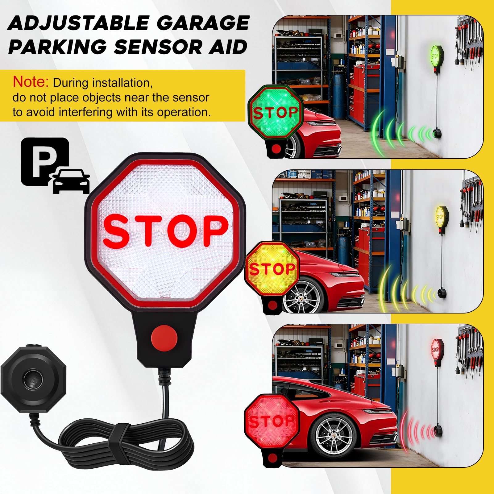 Strdfeve sensor range shows 6in to 6.5ft for precise feedback.