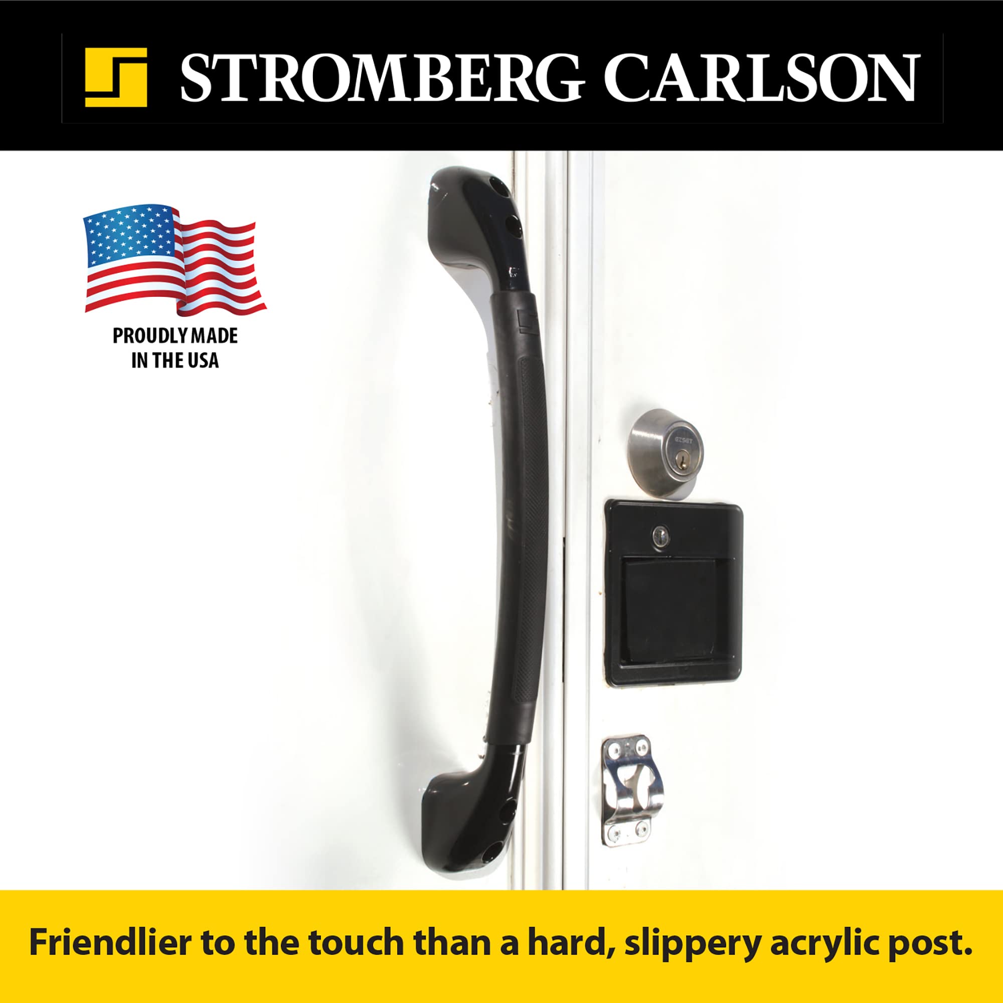 Stromberg Carlson camper door handle extension supports easier access.