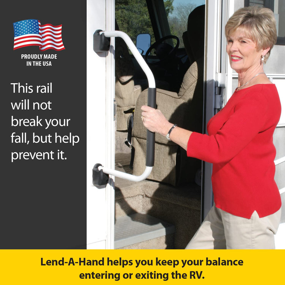 Stromberg Carlson Lend A Hand outdoor-use rail on steps improves accessibility