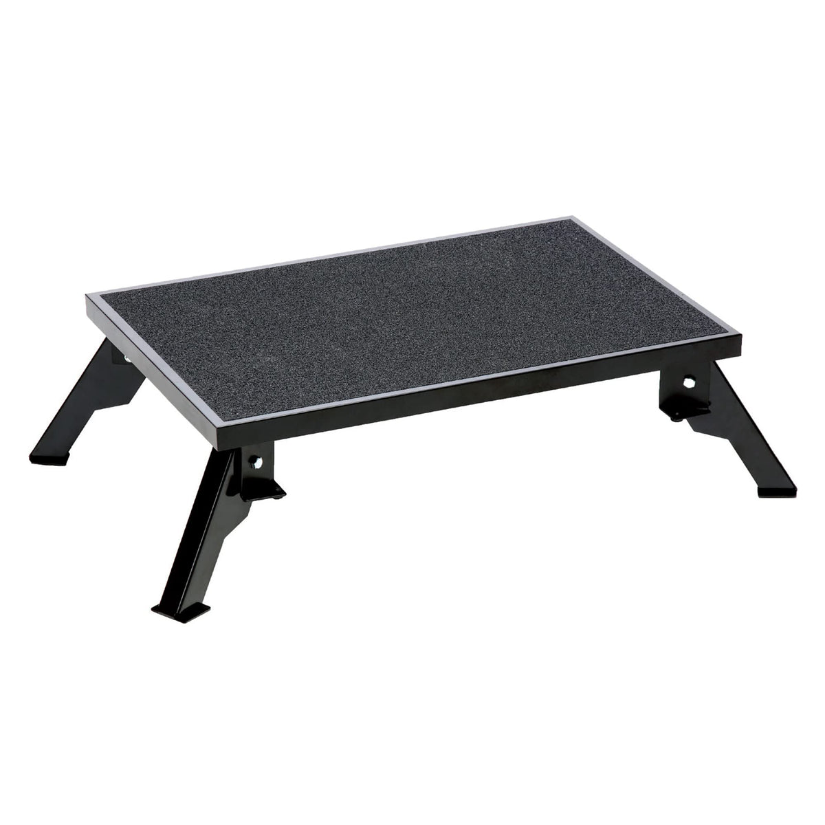 Stromberg Carlson platform step with folded legs for compact RV entry