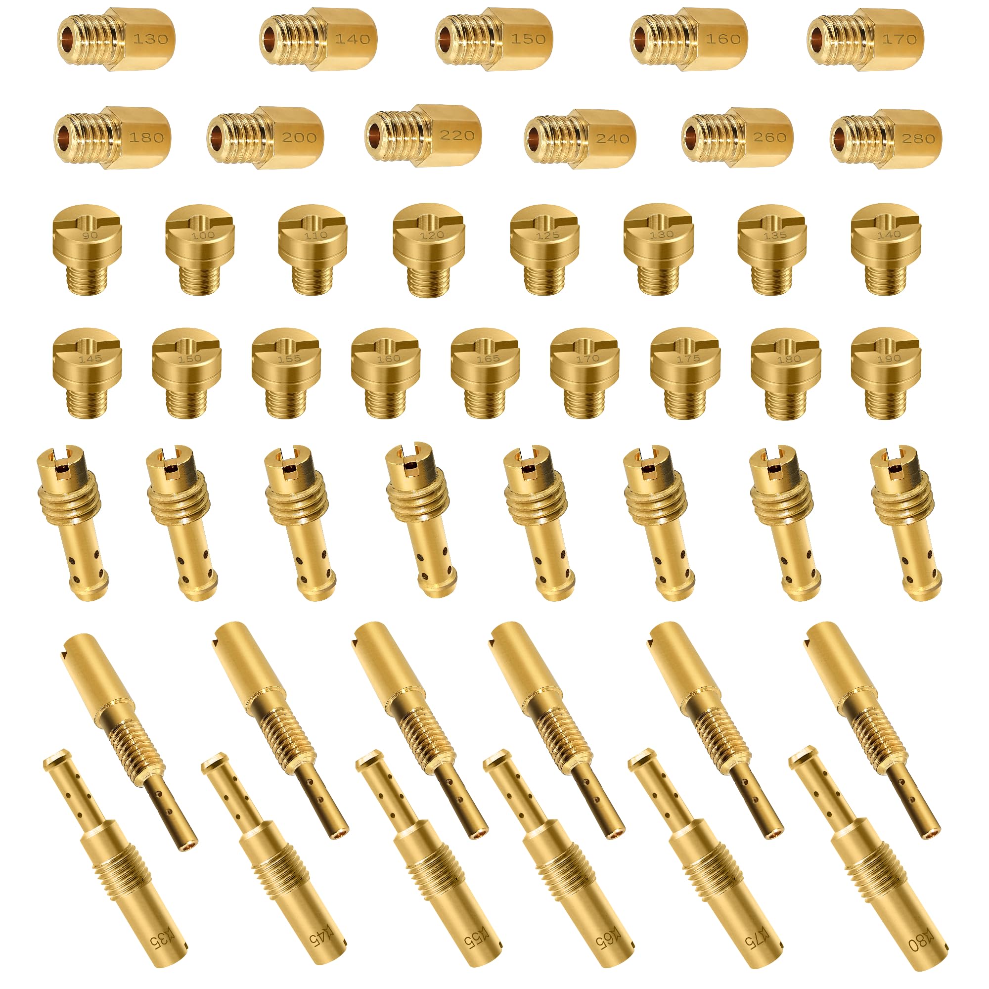 Strongthium jet kit main jet sizes for Mikuni, enabling precise fuel tuning.