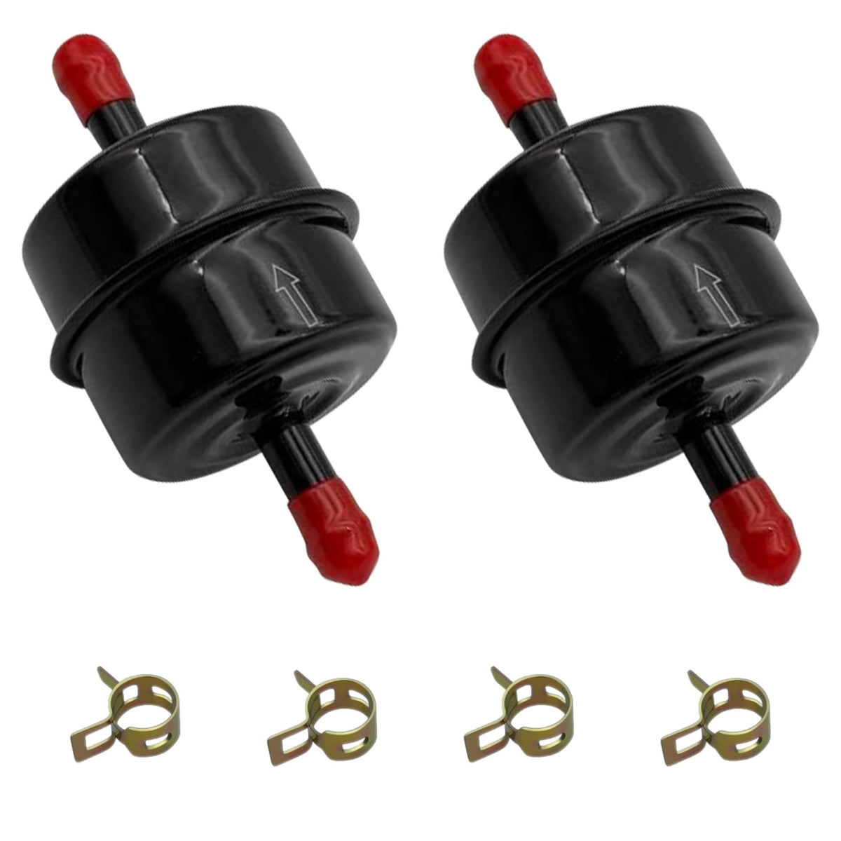 Strongthium inline fuel filter 5-16-inch metal body close-up for rugged reliability.