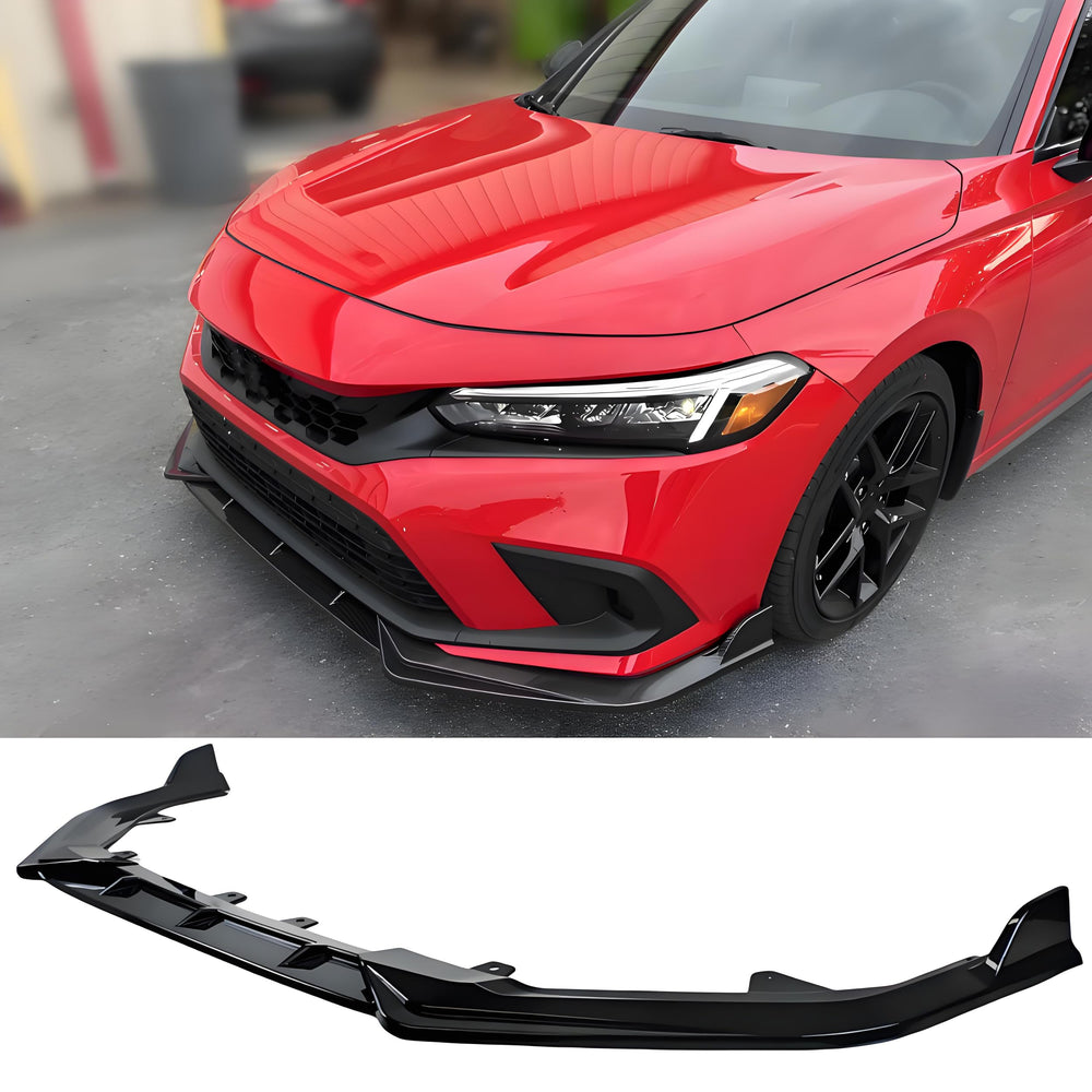 STSEV01 front bumper lip splitter fitted to a Honda Civic 11th gen for enhanced athletic styling.