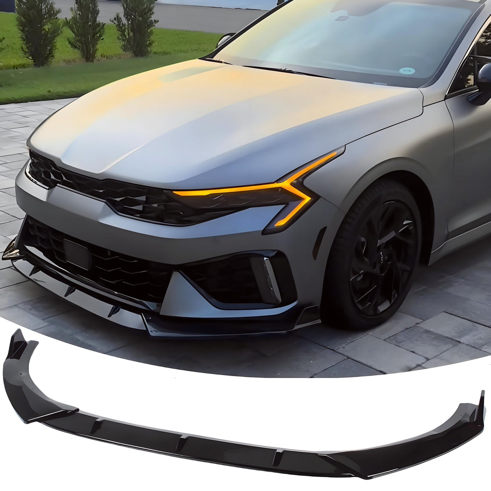 Sts.Ev01 Kia K5 front lip splitter in gloss black for a bold stance