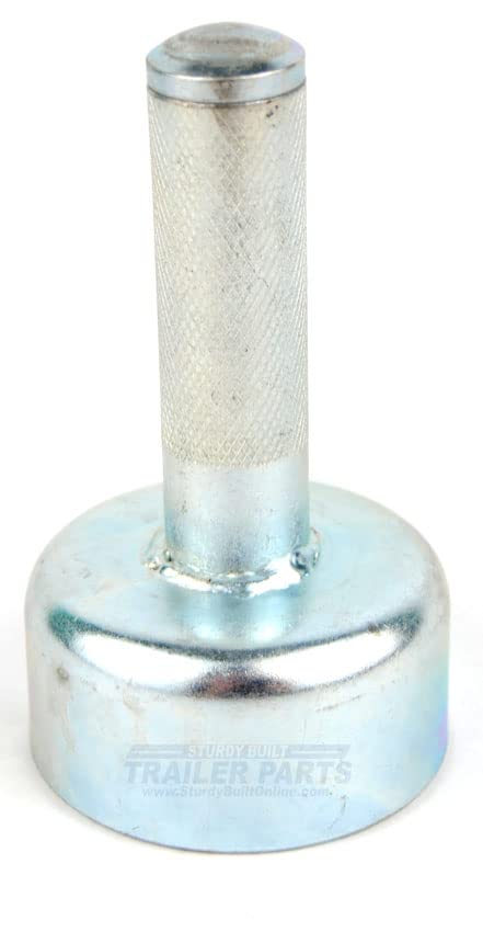Sturdy Built trailer dust cap install tool over caps for snag-free fitting.