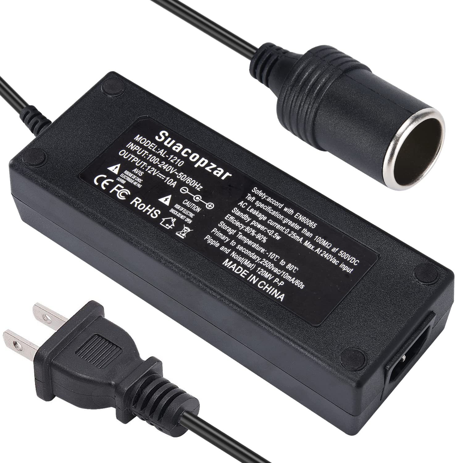 Suacopzar AC to DC 12V power adapter powering devices at home or on the road.