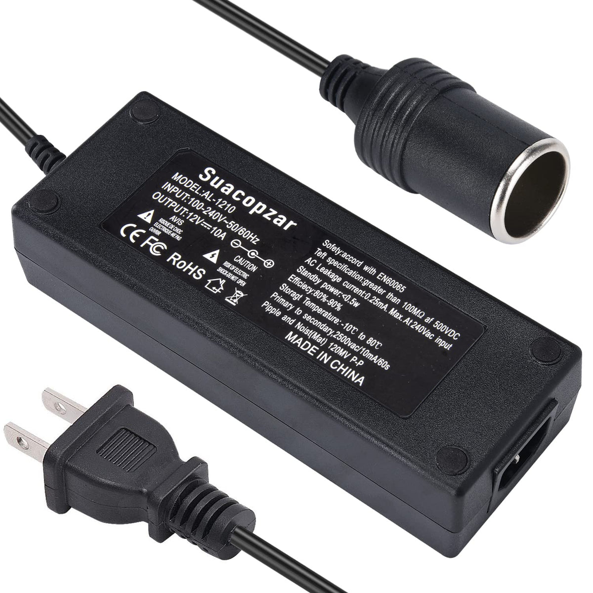 Suacopzar AC to DC 12V power adapter powering devices at home or on the road.
