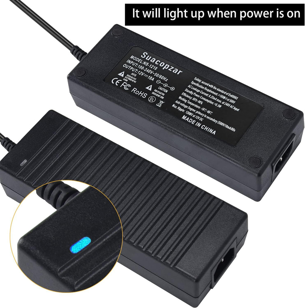 Suacopzar US plug with cigarette-lighter connector for on-the-go power.
