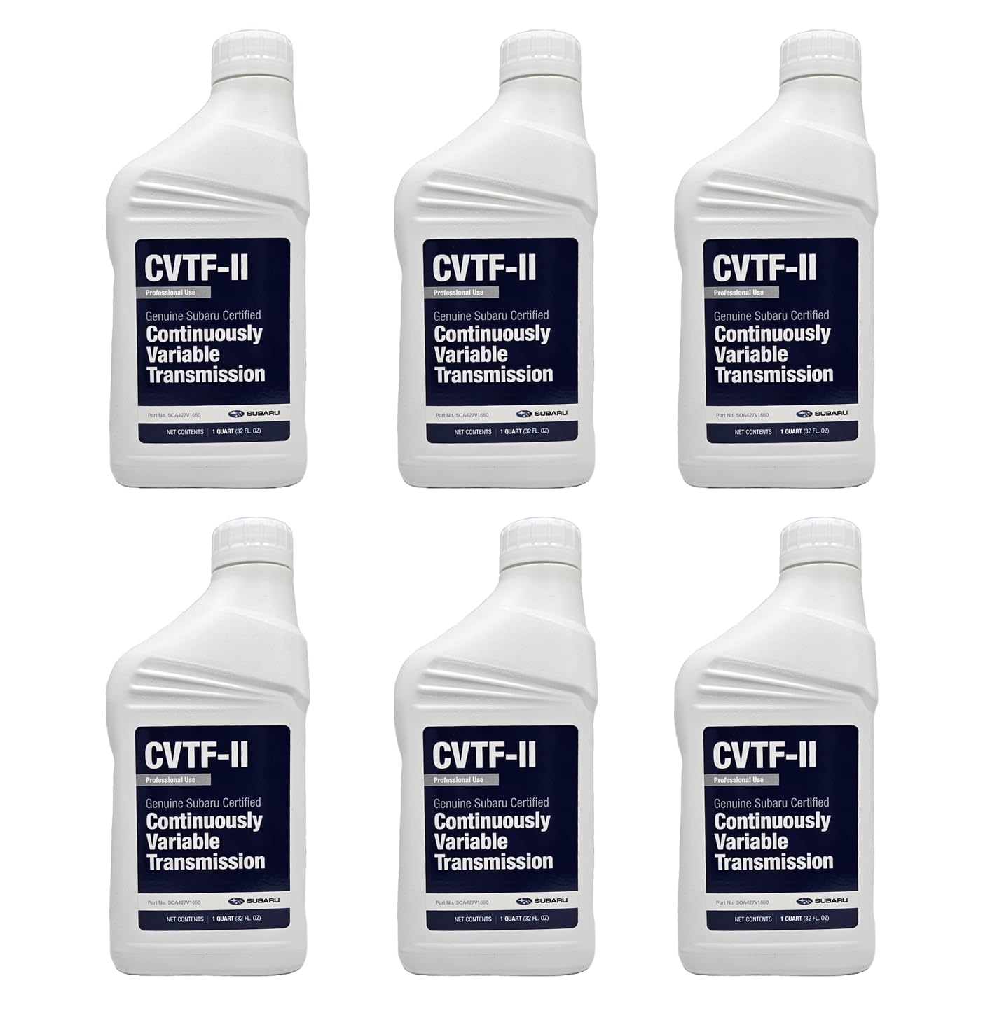Subaru CVTF-II fluid green bottle demonstrates OEM quality for smoother CVT shifts.