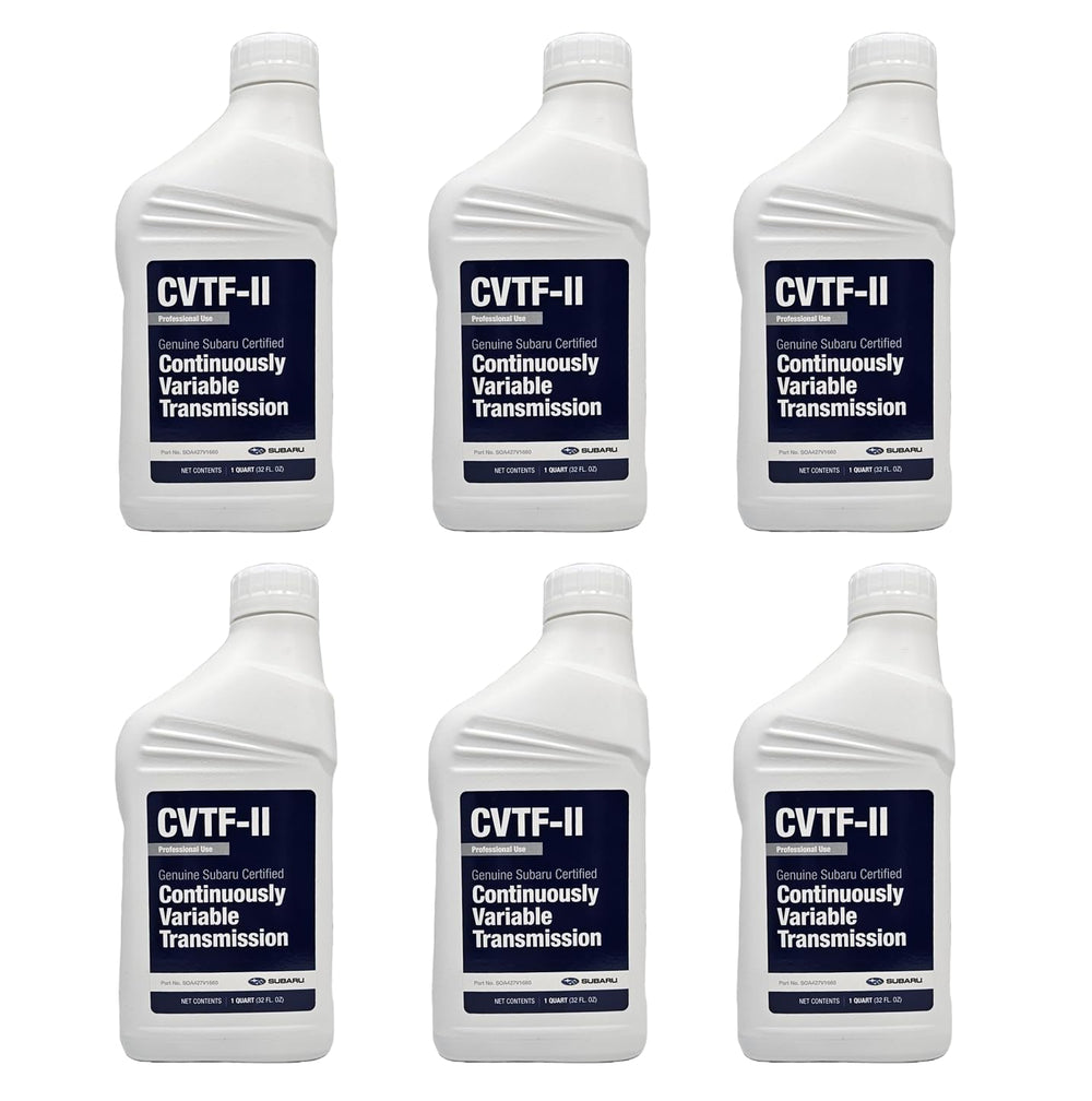 Subaru CVTF-II fluid green bottle demonstrates OEM quality for smoother CVT shifts.