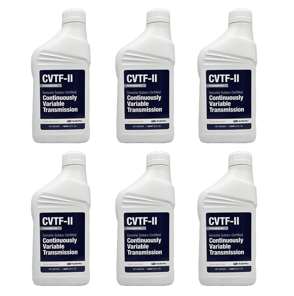 Subaru CVTF-II fluid green bottle demonstrates OEM quality for smoother CVT shifts.