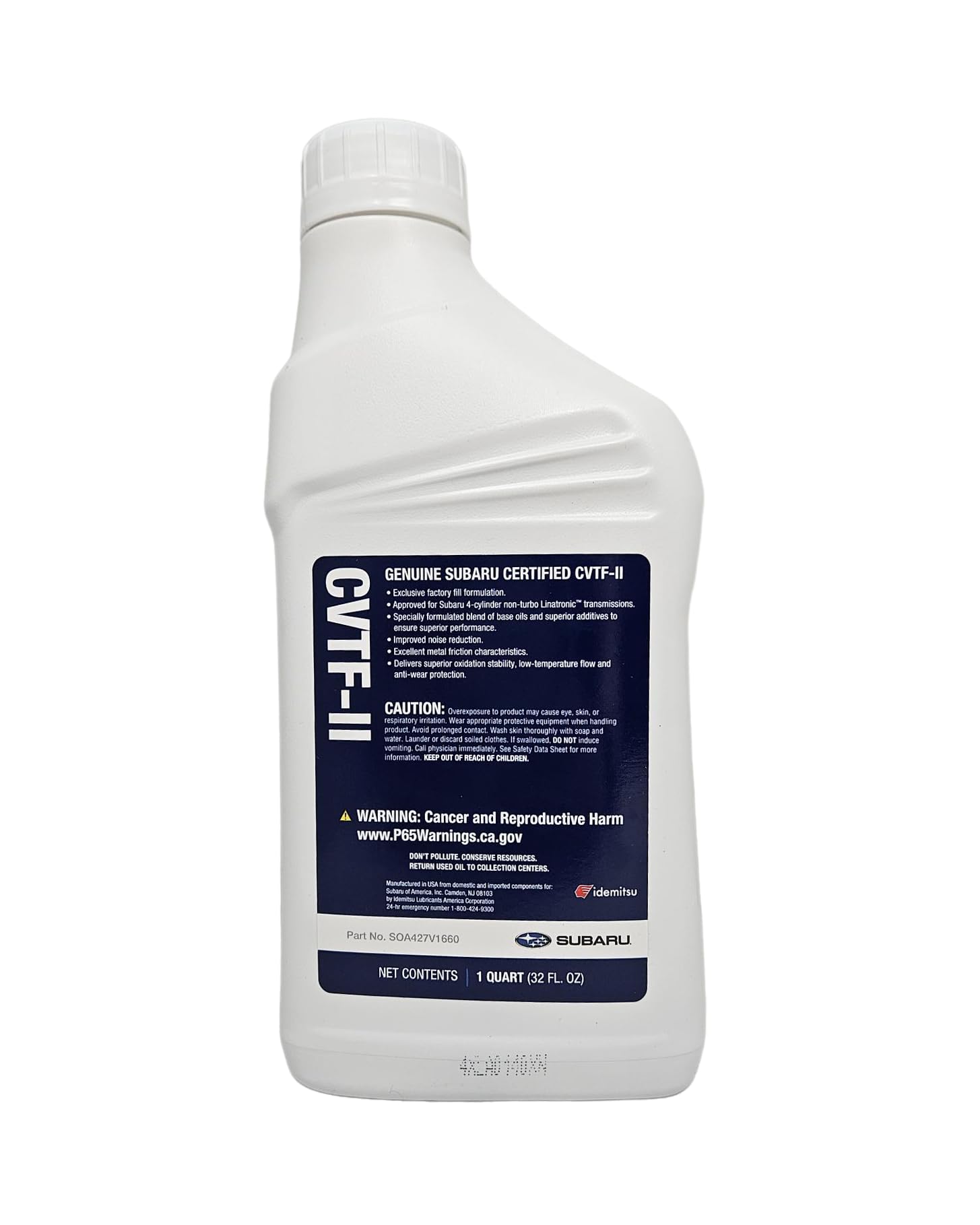 Subaru CVTF-II fluid usage diagram shows compatible CVT applications and proper installation steps.