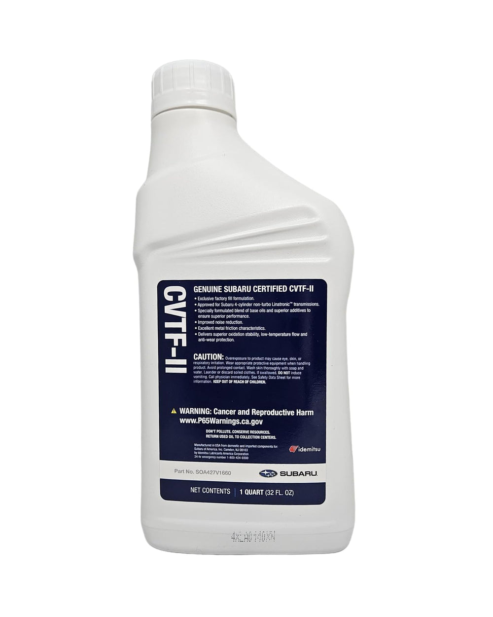 Subaru CVTF-II fluid usage diagram shows compatible CVT applications and proper installation steps.