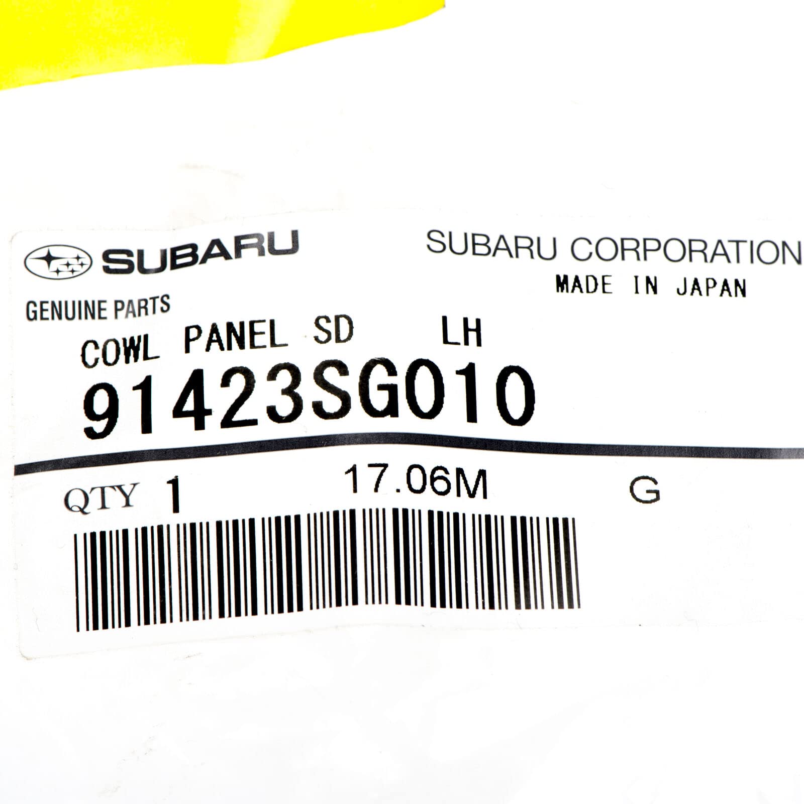 Subaru Forester cowl panel set OEM sealed for authenticity.