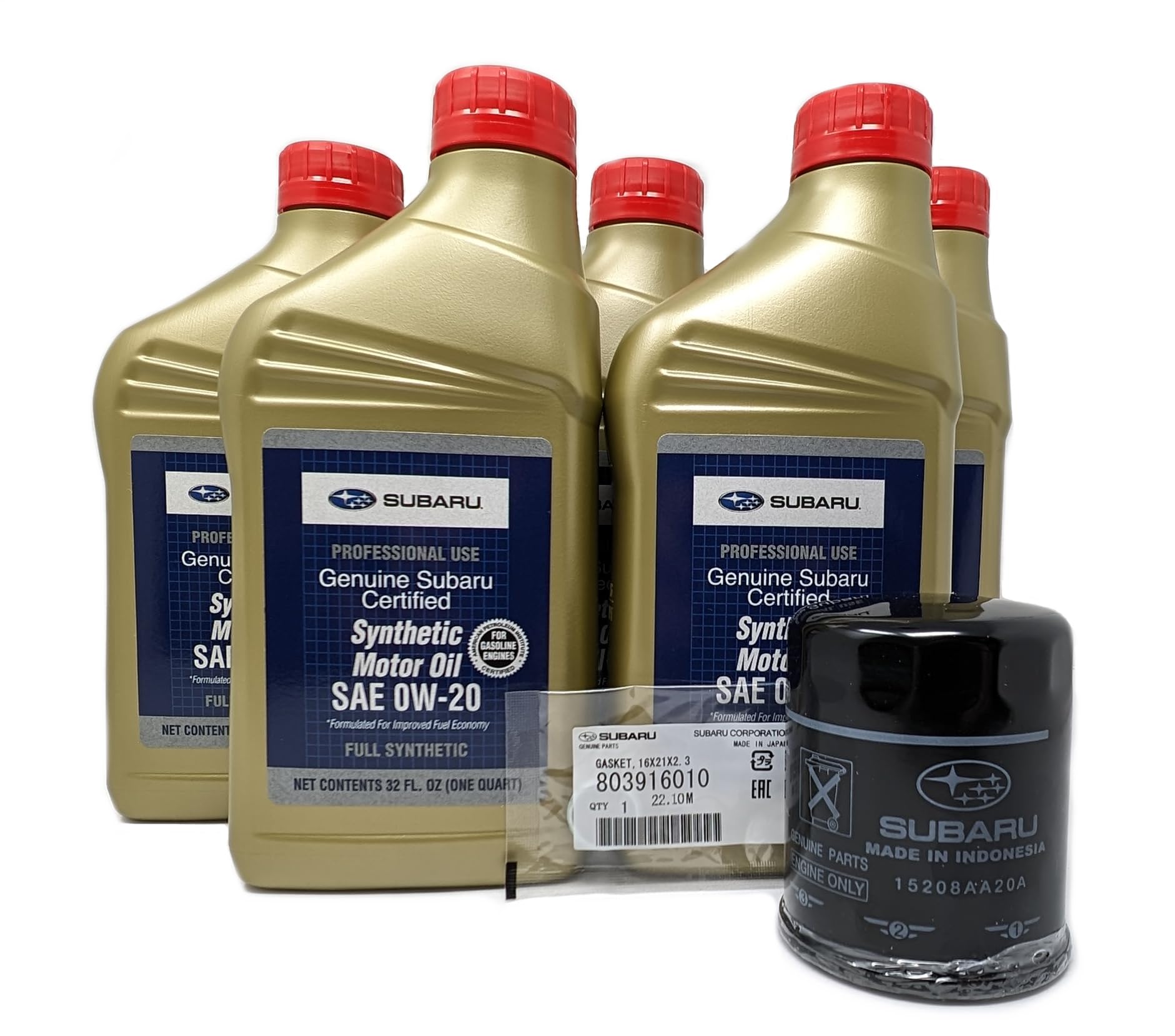 Subaru oil change kit with filter and gasket including 5 qt 0W-20 oil for home maintenance