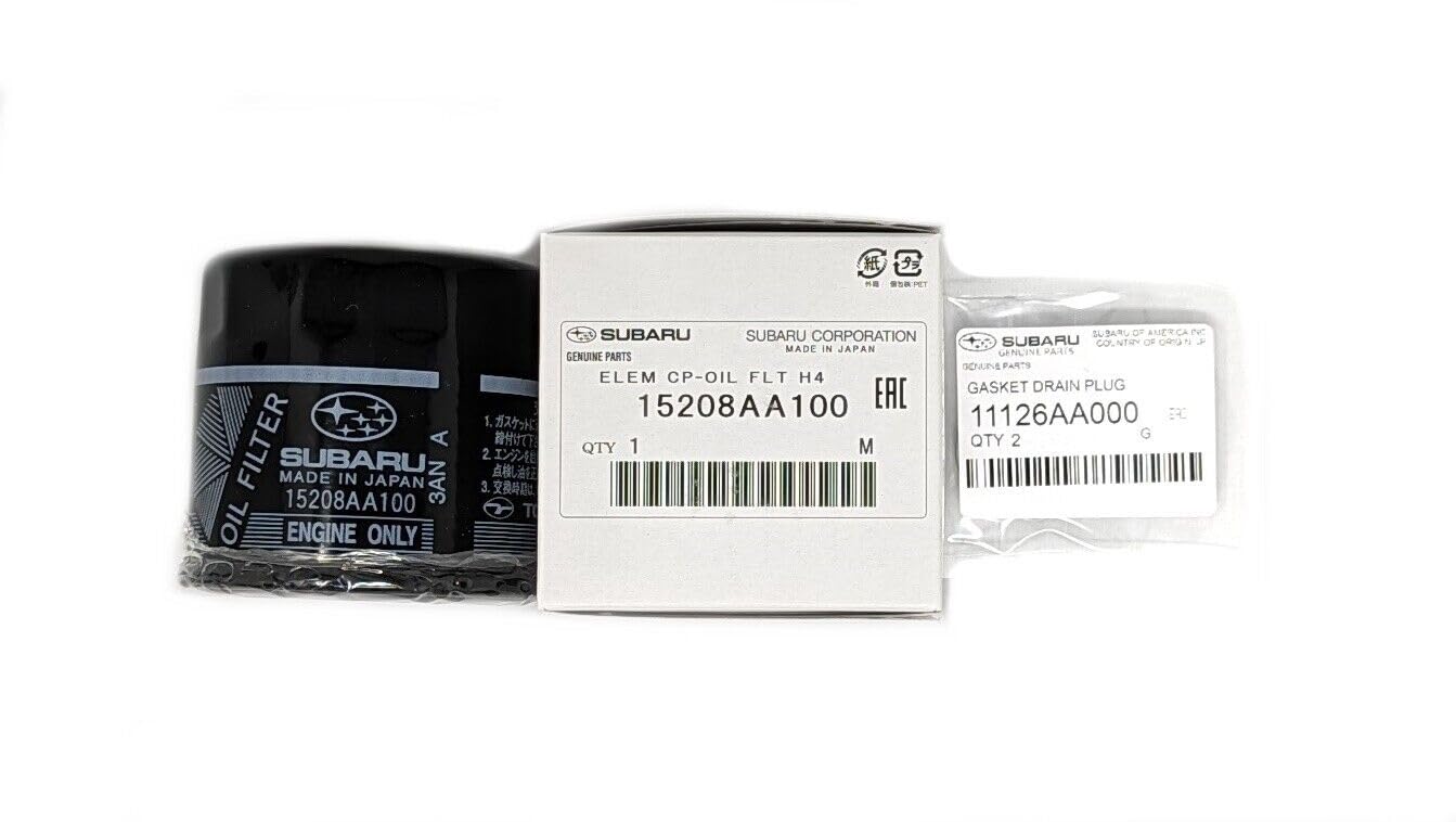 Subaru oil filter 15208AA100 close-up for clean engine oil during service