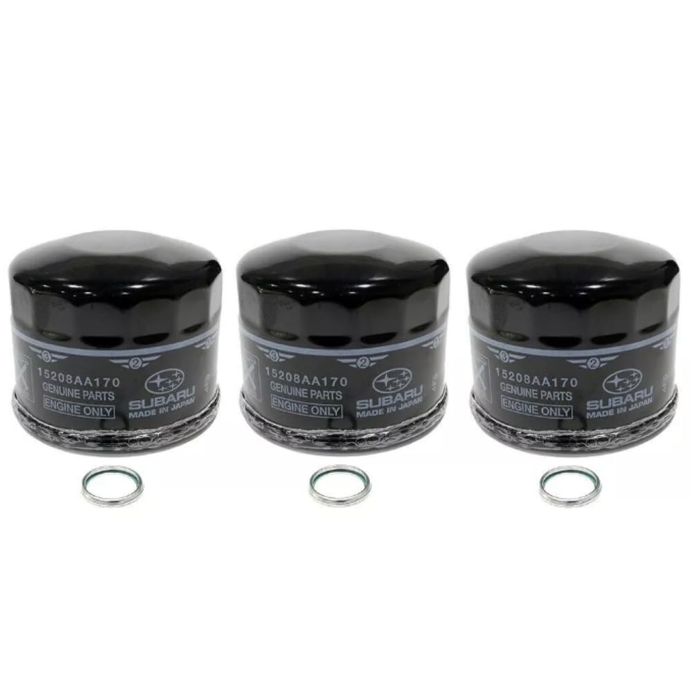 Subaru oil filters and crush gaskets 3-pack for reliable engine maintenance