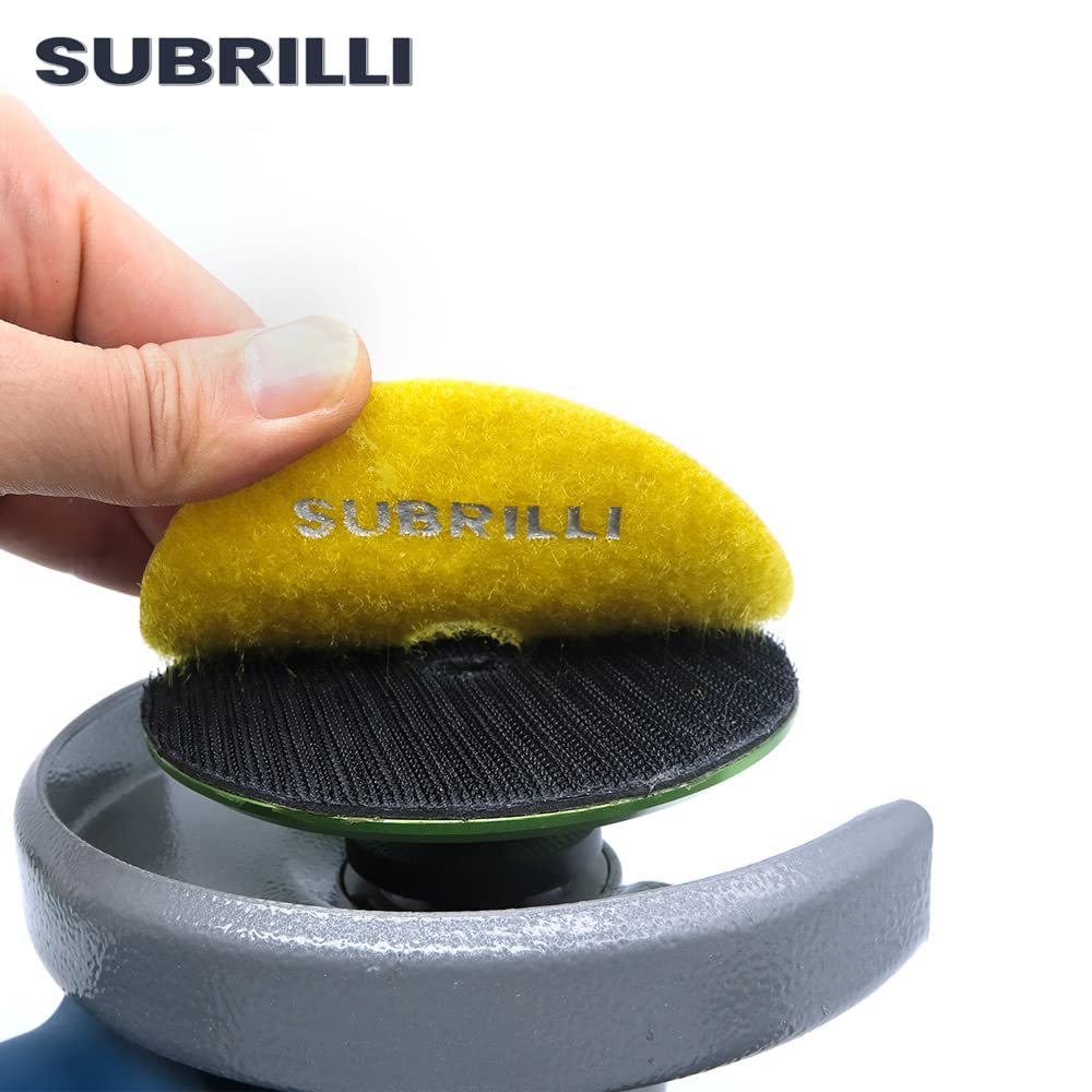 SUBRILLI 4-inch diamond polishing pads on terrazzo with enhanced gloss