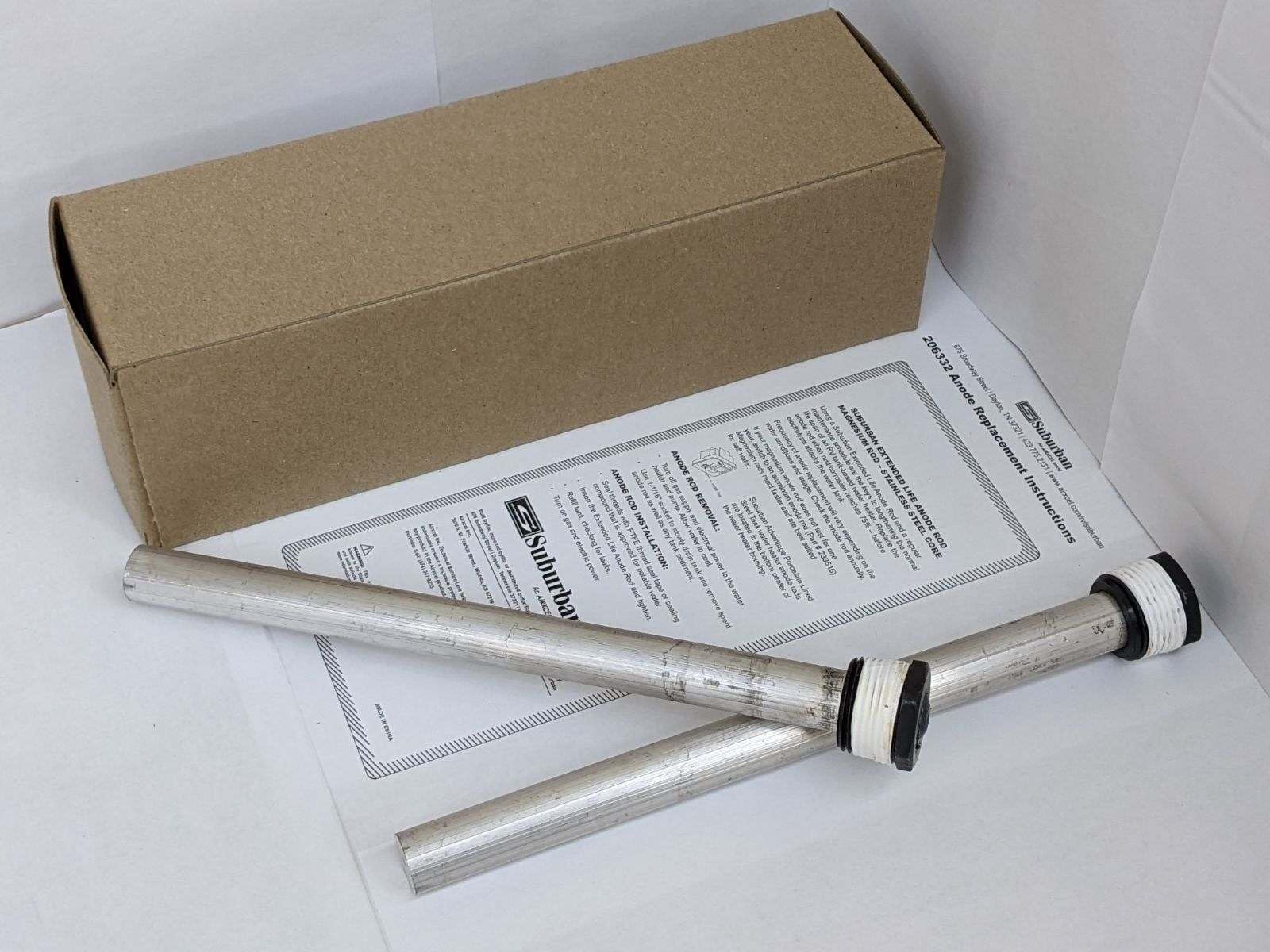 Suburban magnesium anode rod with stainless steel core provides durable corrosion protection