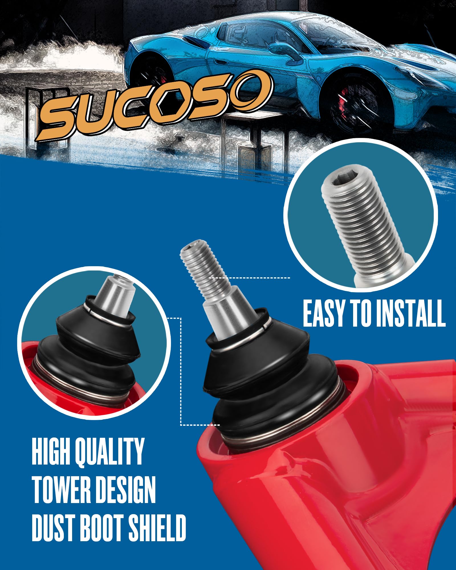 SUCOSO heavy-duty steel construction offers long-lasting suspension performance.