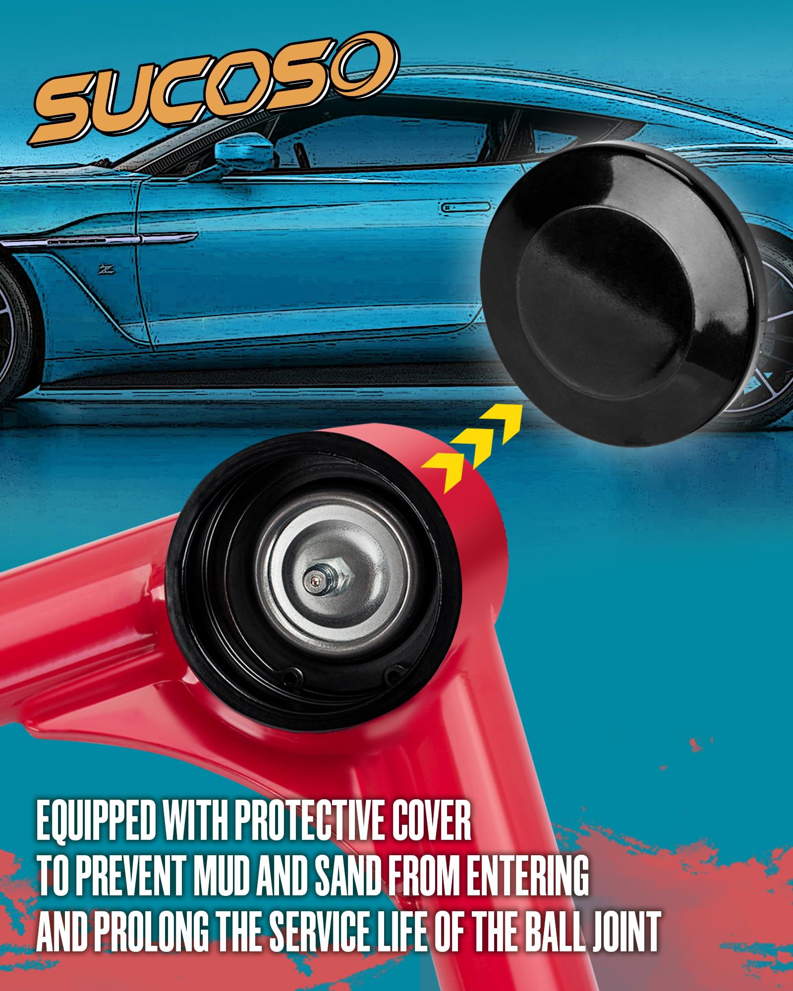 SUCOSO lift compatibility image shows 2-4 inch suspension readiness.
