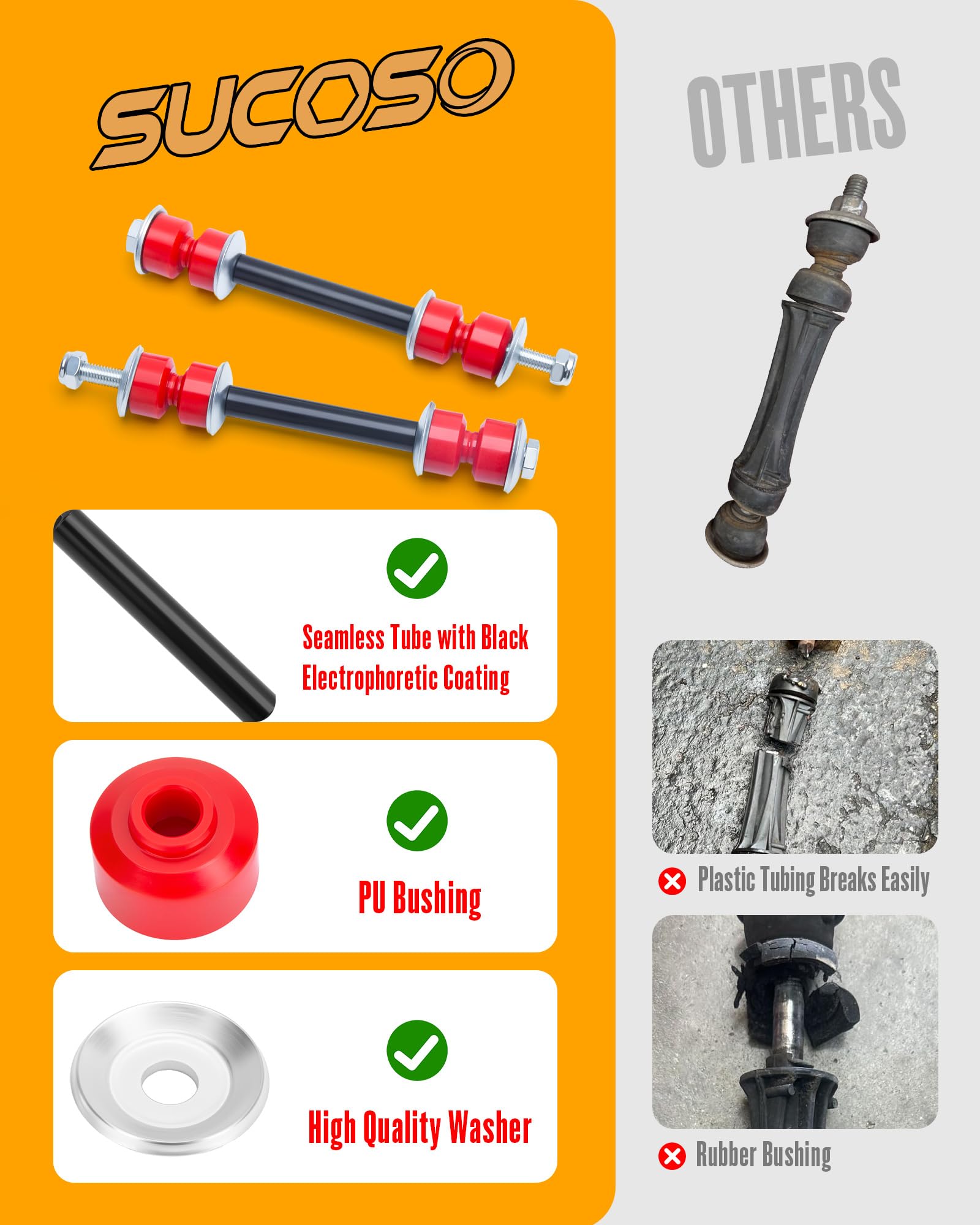 SU COSO sway bar link front-right assembly enhances cornering control on uneven roads.