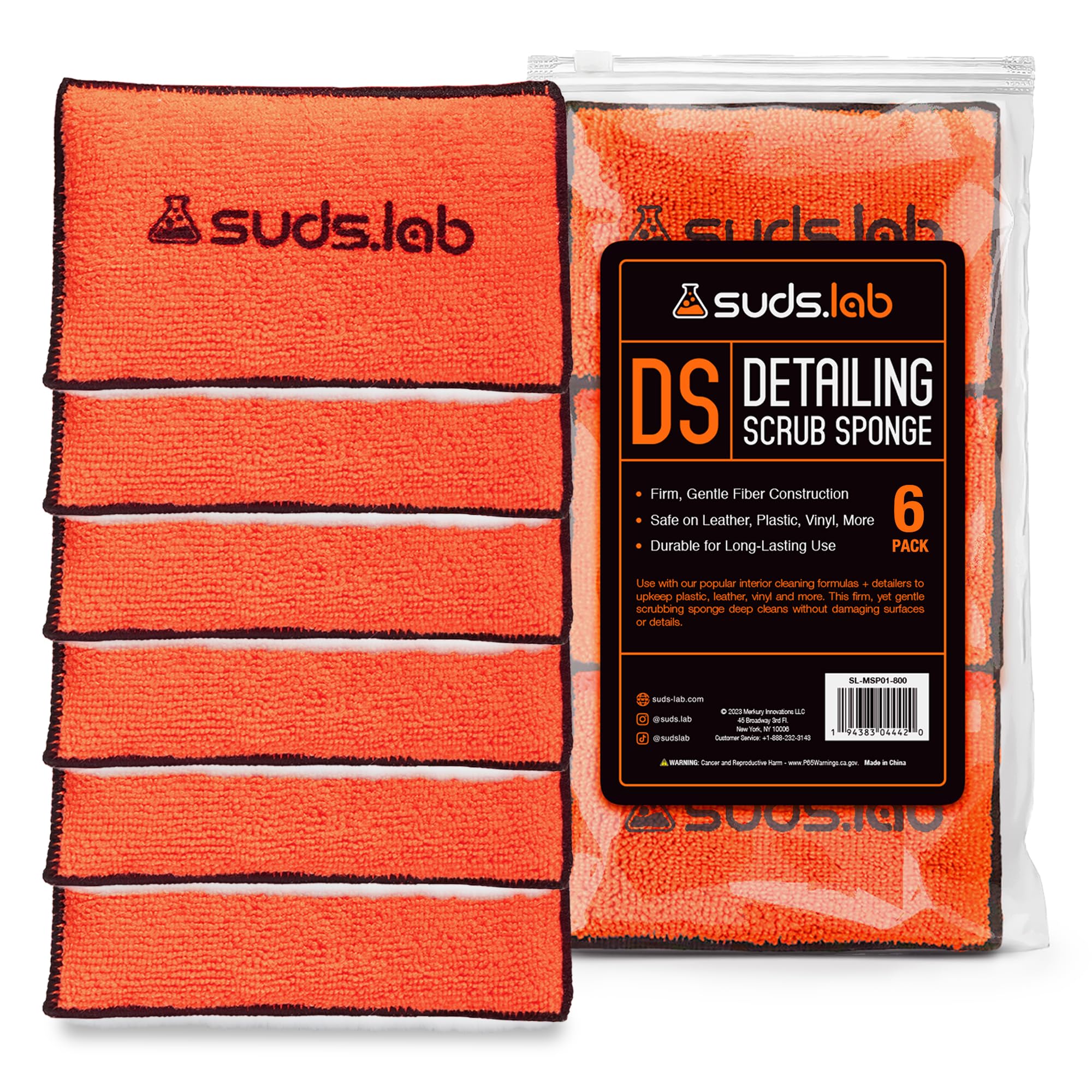 Suds Lab DS detailing scrub sponge with soft microfiber for gentle polishing.
