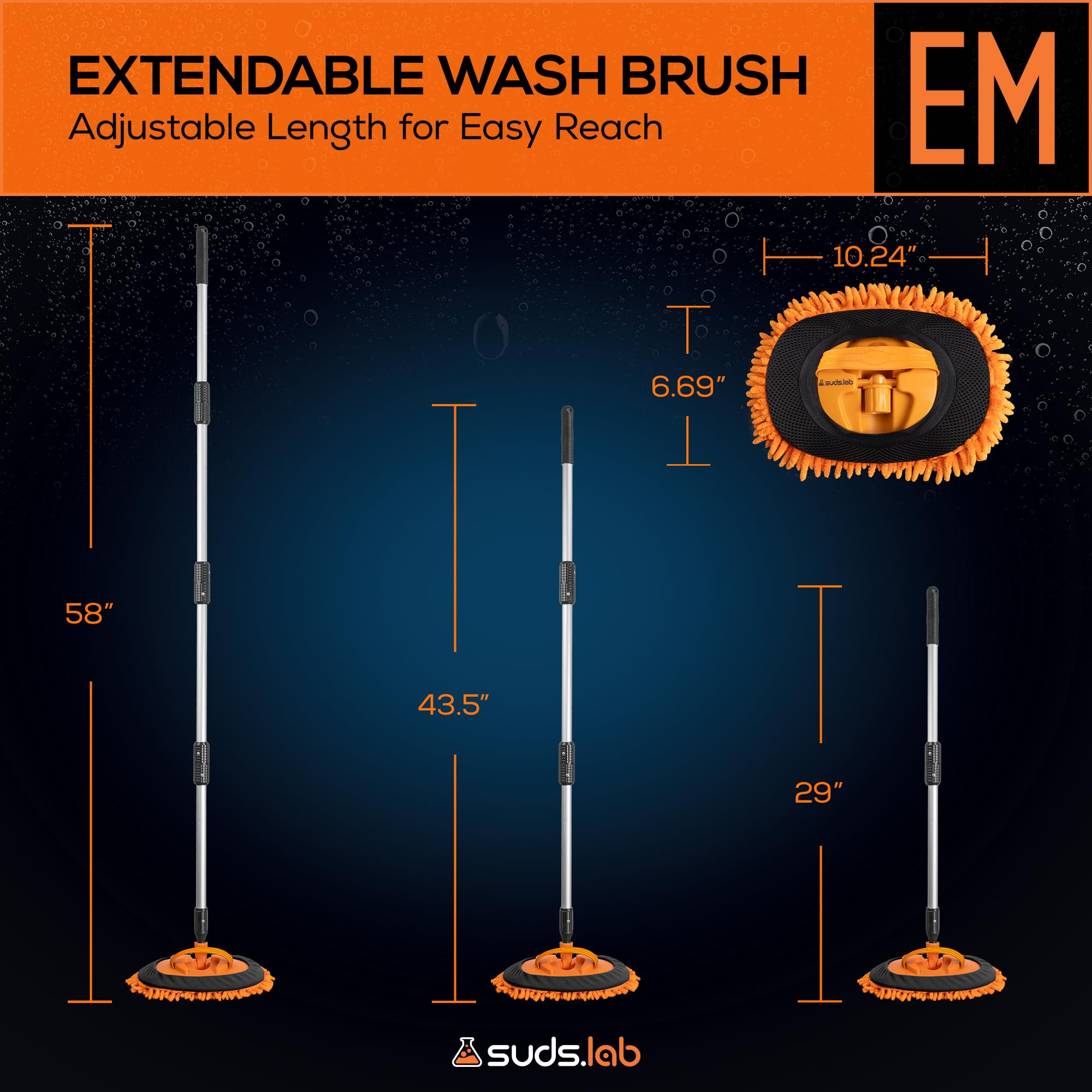 Suds Lab EM lightweight ergonomic handle reduces hand fatigue
