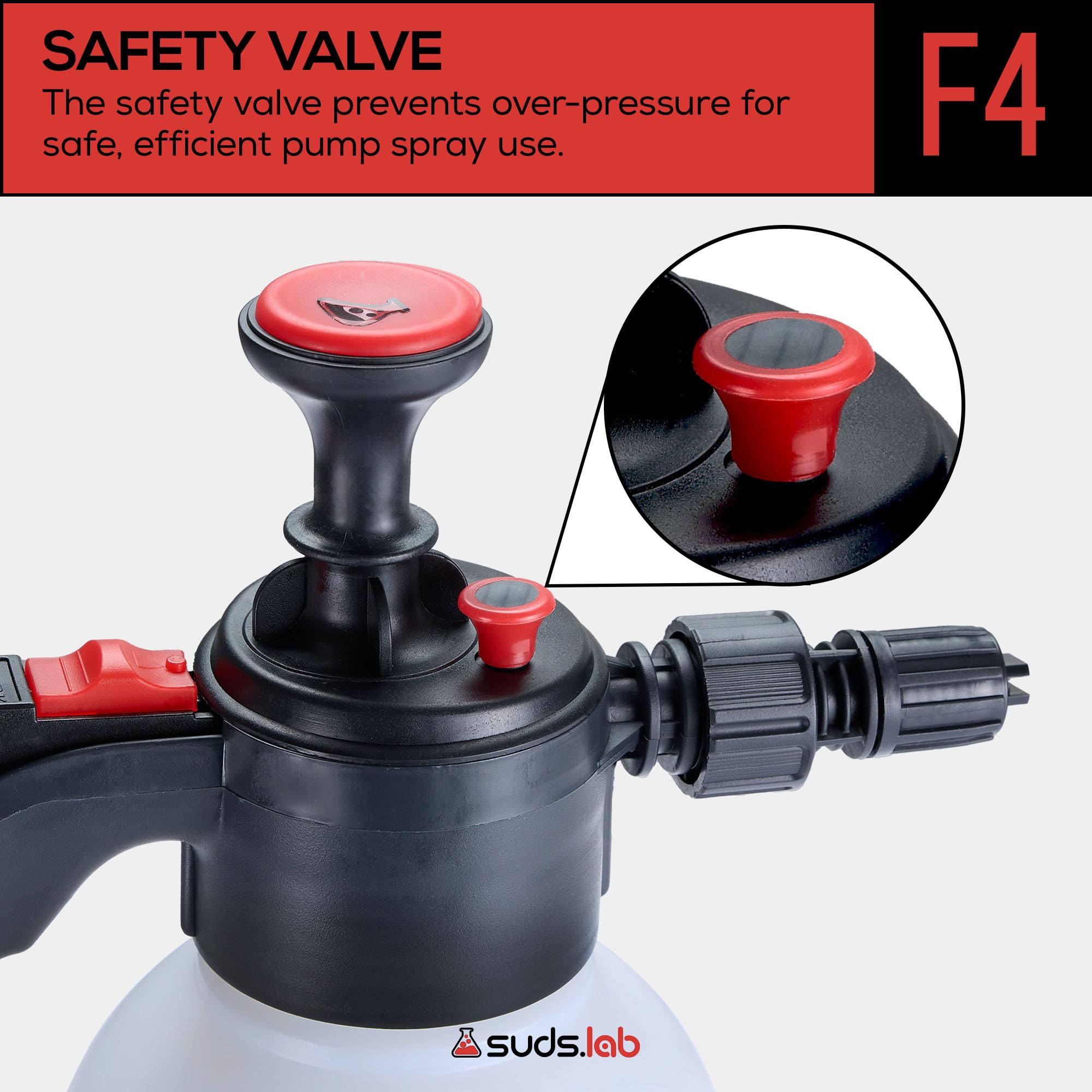 Suds Lab F4 rich foam nozzle delivers thick suds for stubborn grime