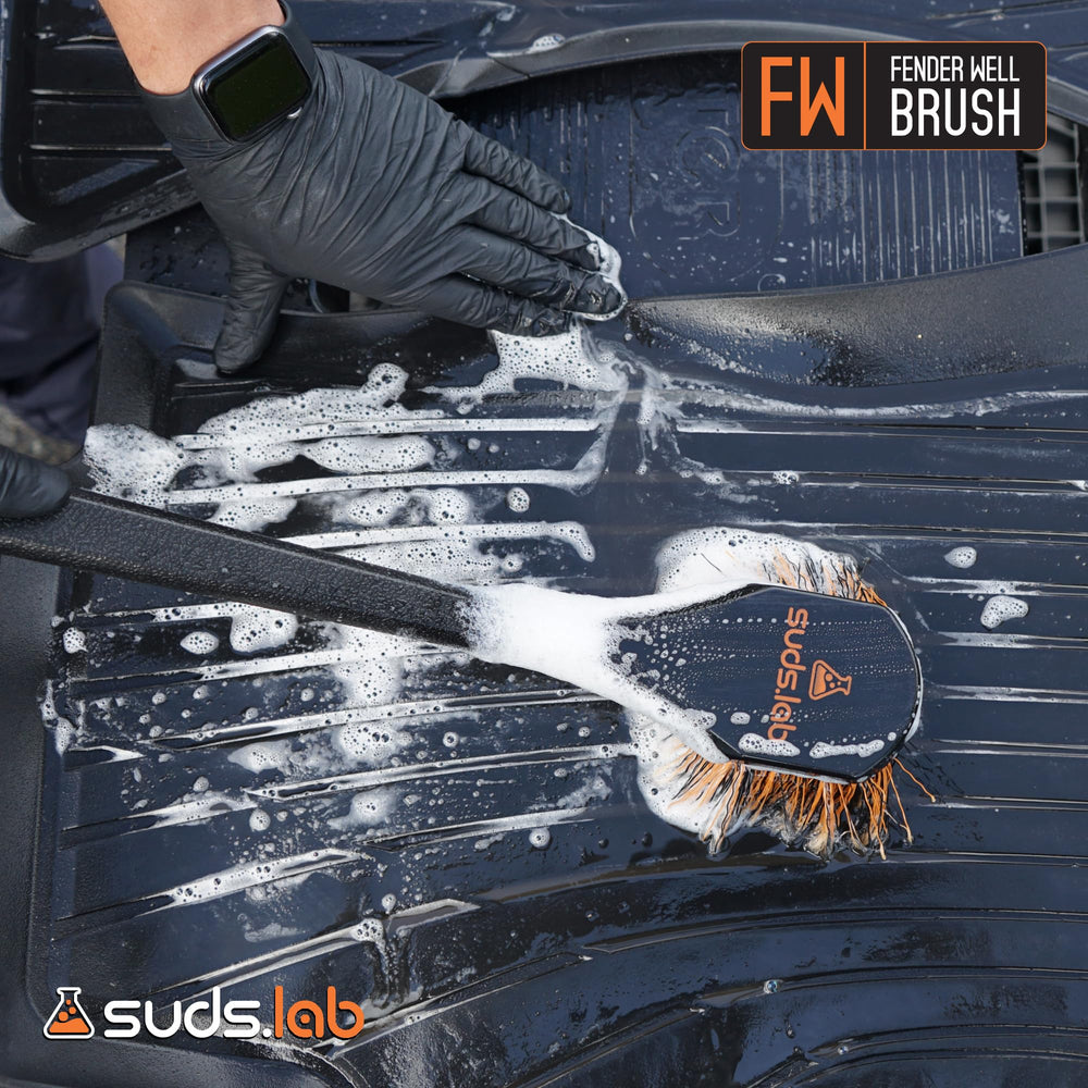 Suds Lab FW Fender Cleaning tool cleans fender flares and bumpers with ease.