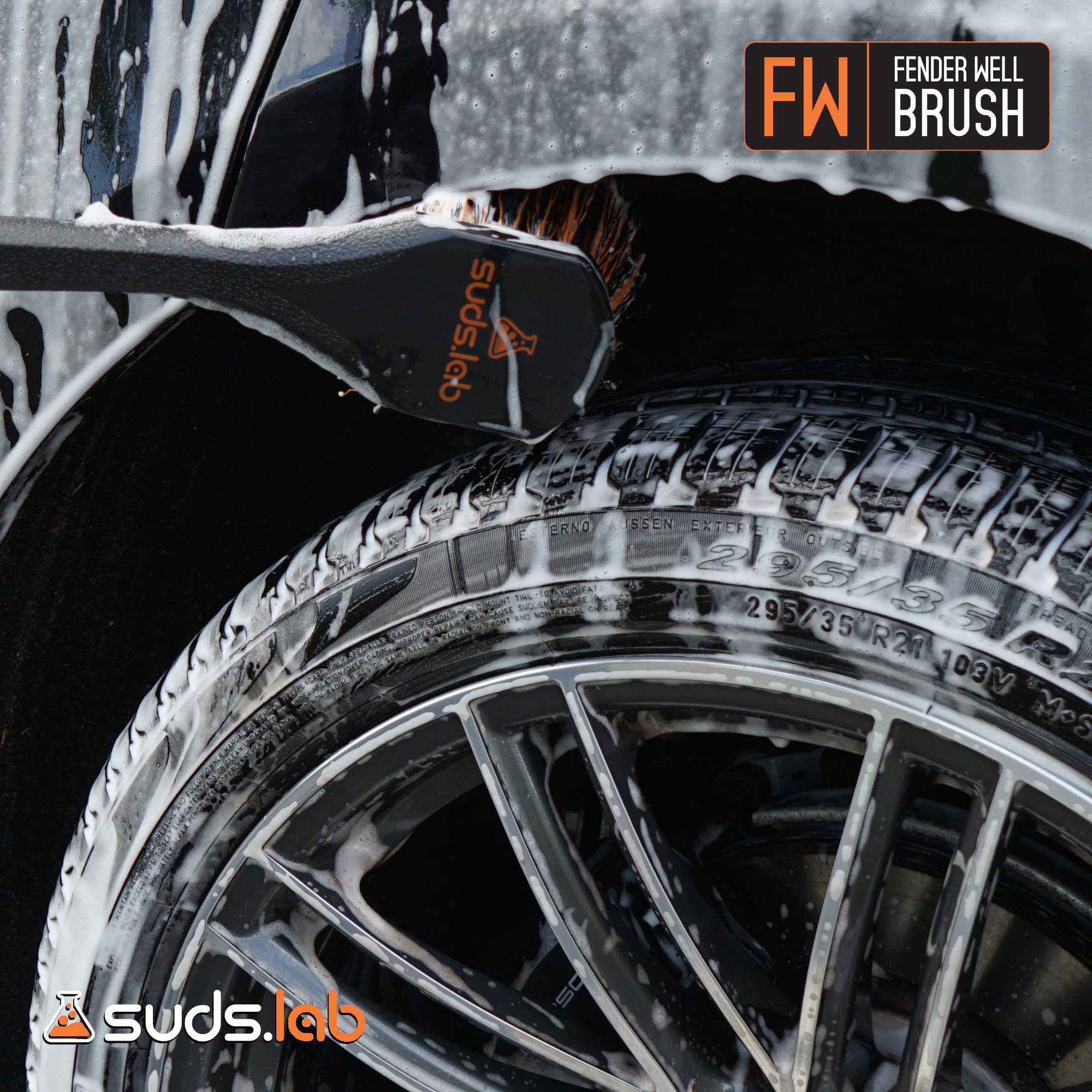 Suds Lab FW Grill and bumper scrubbing reaches tight corners.