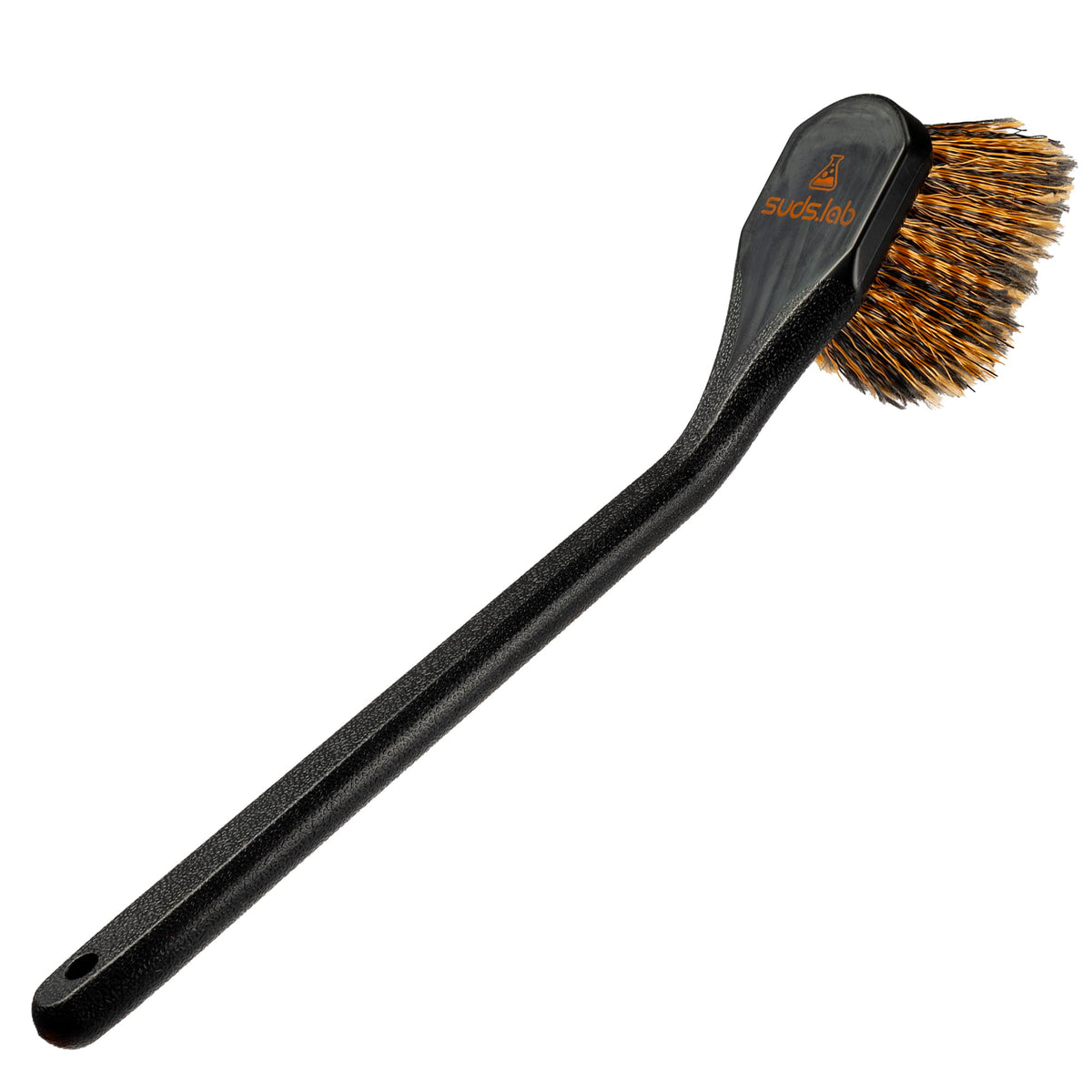 Suds Lab FW Fender Well Brush 18 inch reaches wheel wells for easier cleaning.