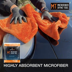 Suds Lab towel used on glass windows leaving a streak-free finish