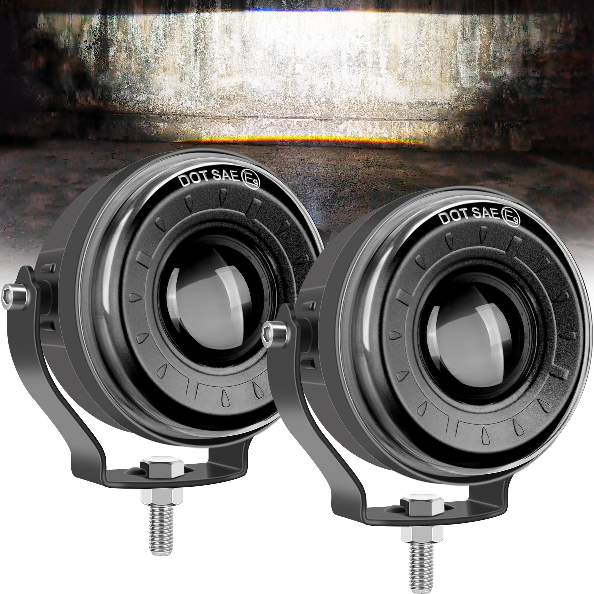 SUFEMOTEC round LED pod lights beam assembly for precise off-road visibility.