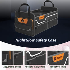 SugarFox trunk organizer with anti-slip base stabilizes cargo in the trunk.