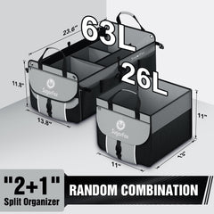 SugarFox trunk organizer showcases 360° reflective strips for safer night driving.
