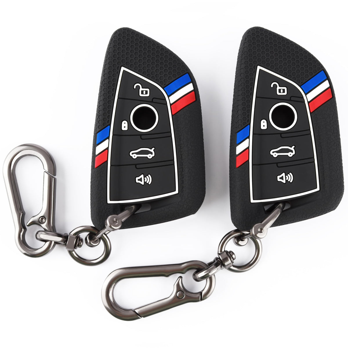 SUGOPADEN silicone key fob cover protecting BMW keys from scratches.
